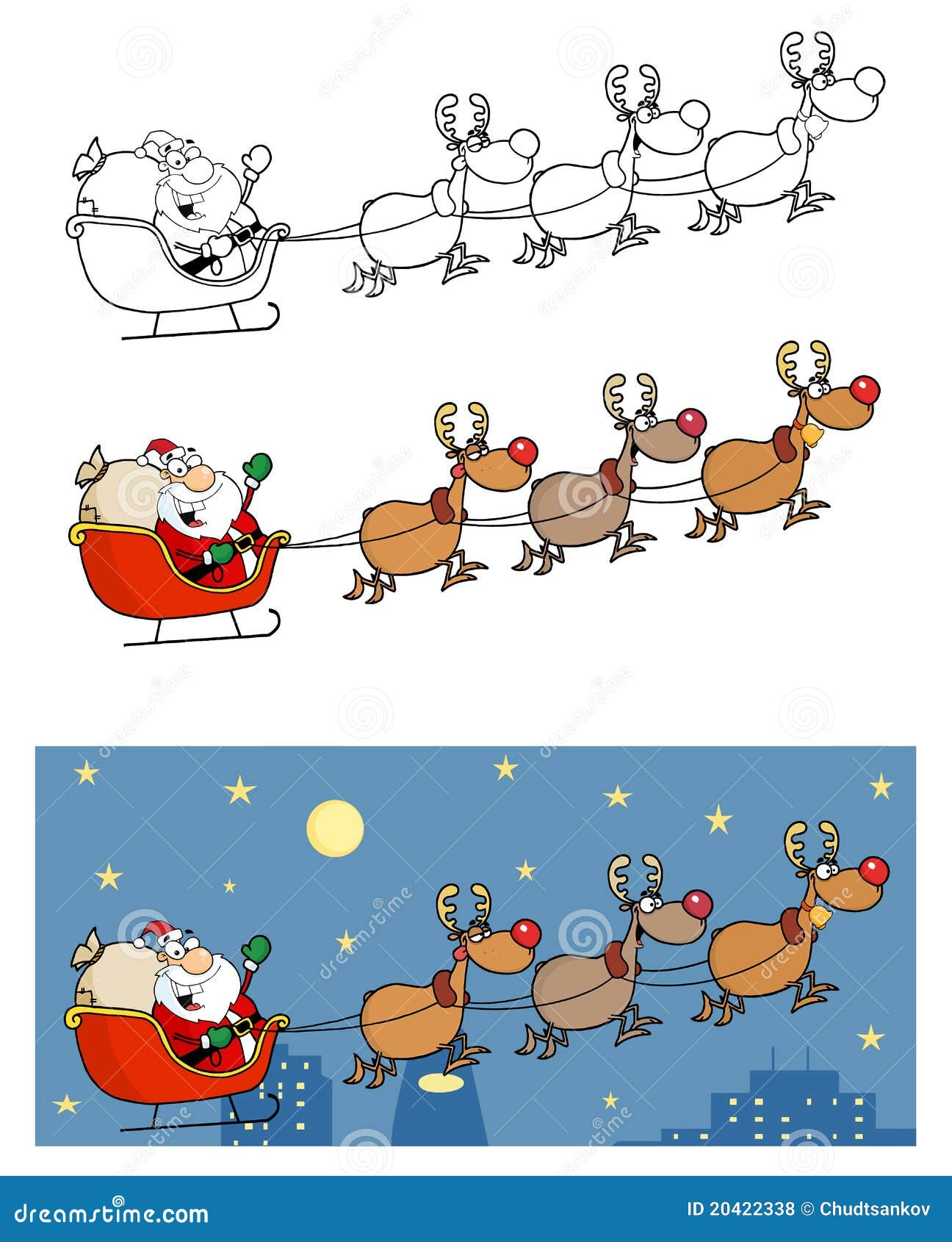 Babbo Natale Con La Slitta E Renne Slitta Del Babbo Natale Di Natale Con La Renna Illustrazione Vettoriale