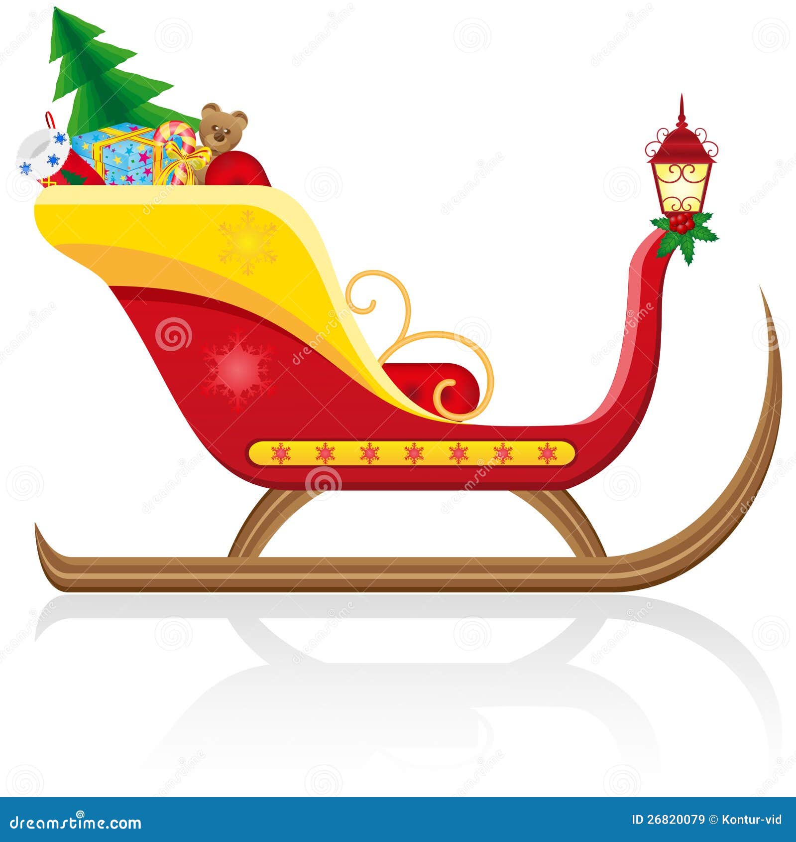 Foto Della Slitta Di Babbo Natale.Slitta Di Natale Del Babbo Natale Con I Regali Illustrazione Vettoriale Illustrazione Di Nastro Stagione 26820079