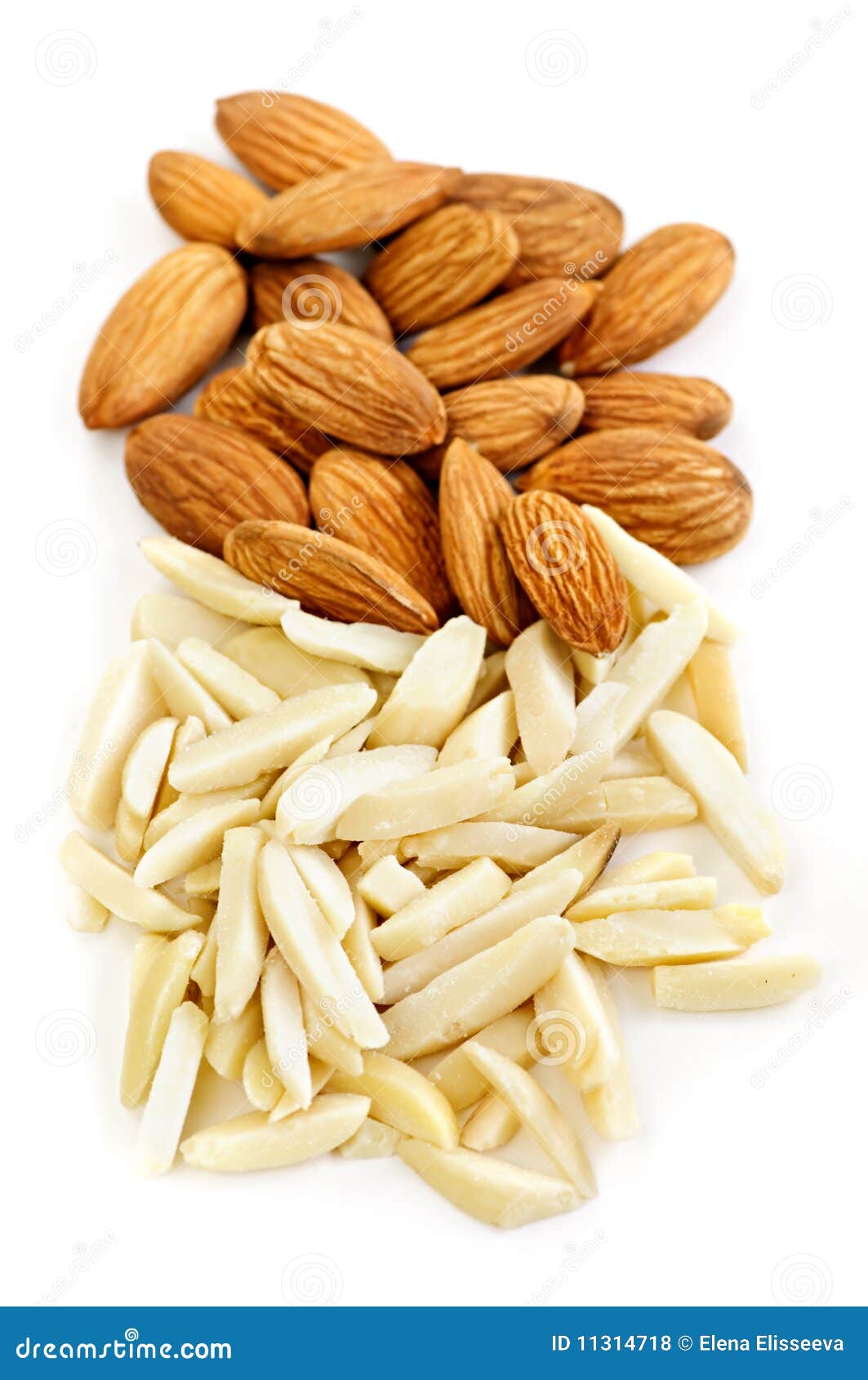 Slivered and whole almonds stock photo. Image of nutty 11314718