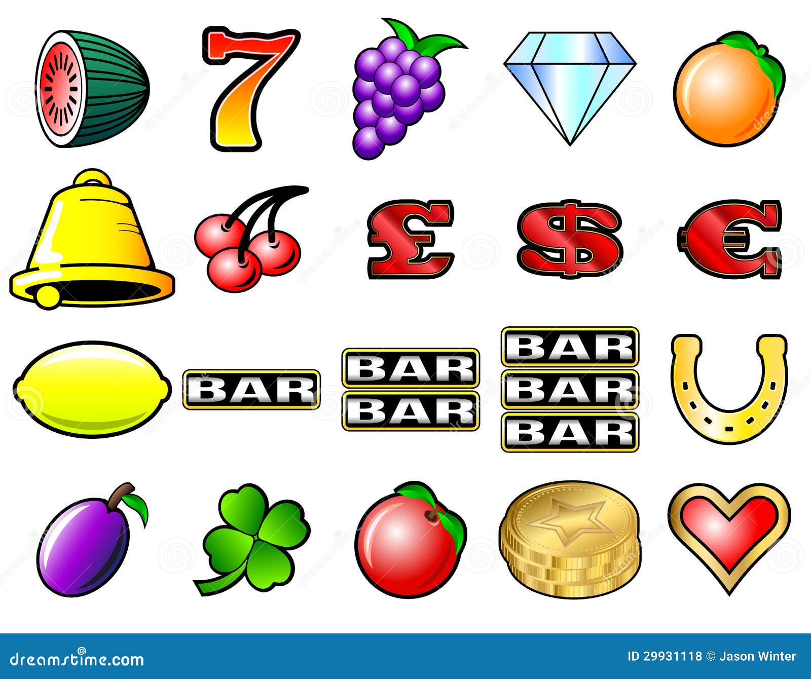 Slot Machine Symbols Royalty Free Stock Photos - Image: 29931118