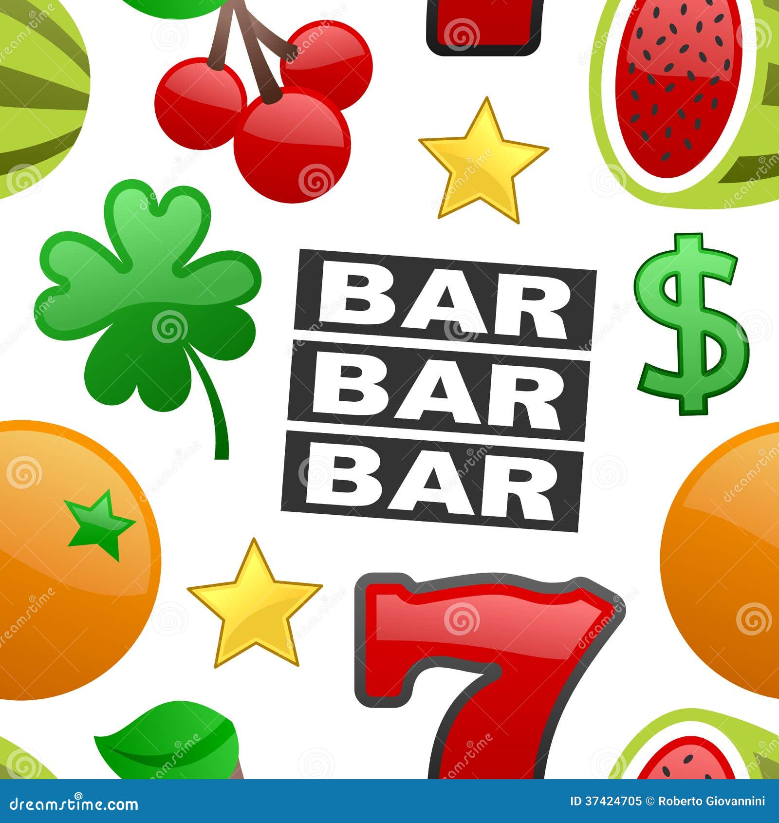 Slot Machine Symbols Seamless Pattern Stock Vector Illustration Of Jackpot Four