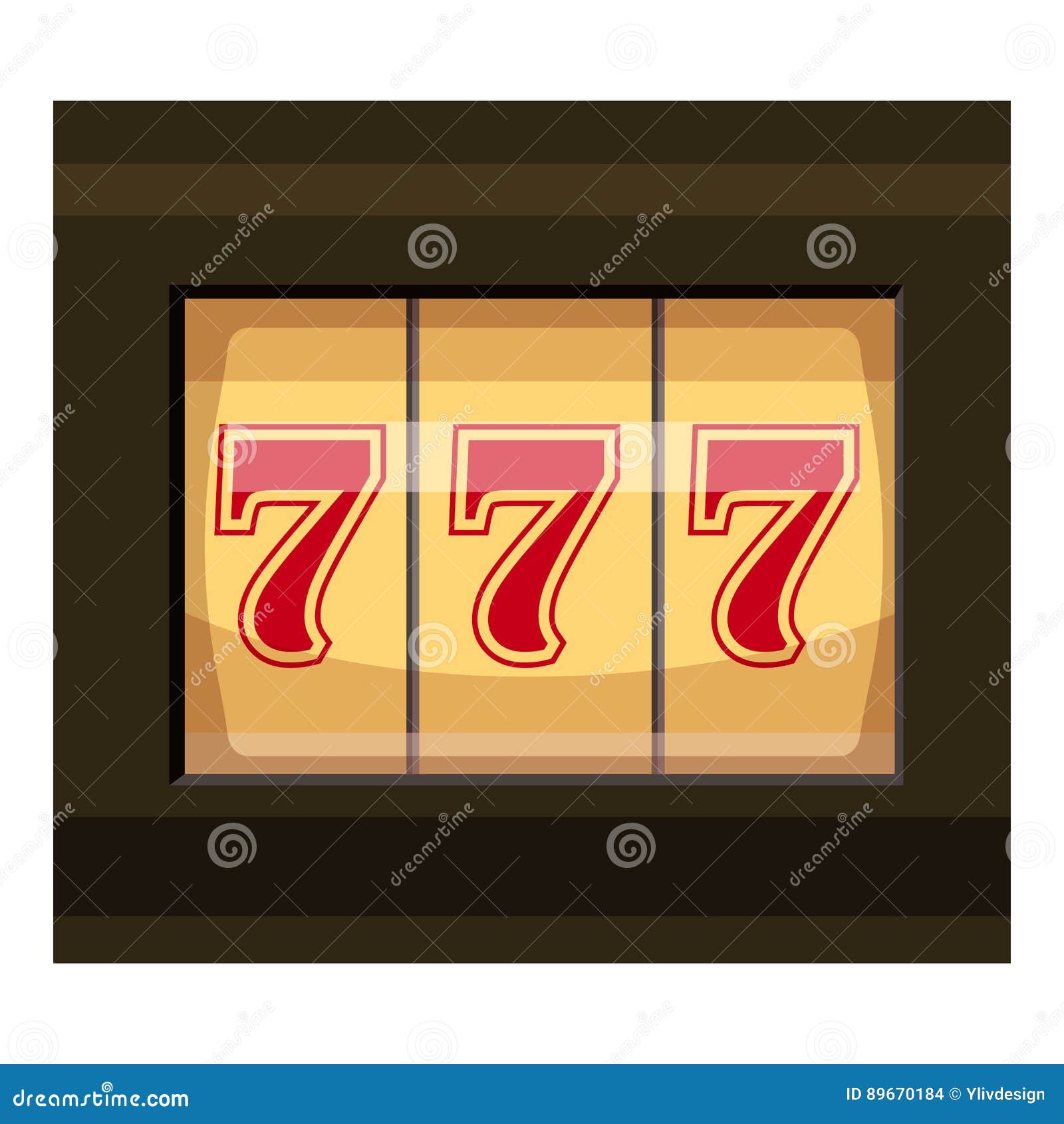 Slot Machine with Three Sevens Icon, Cartoon Style Stock Vector