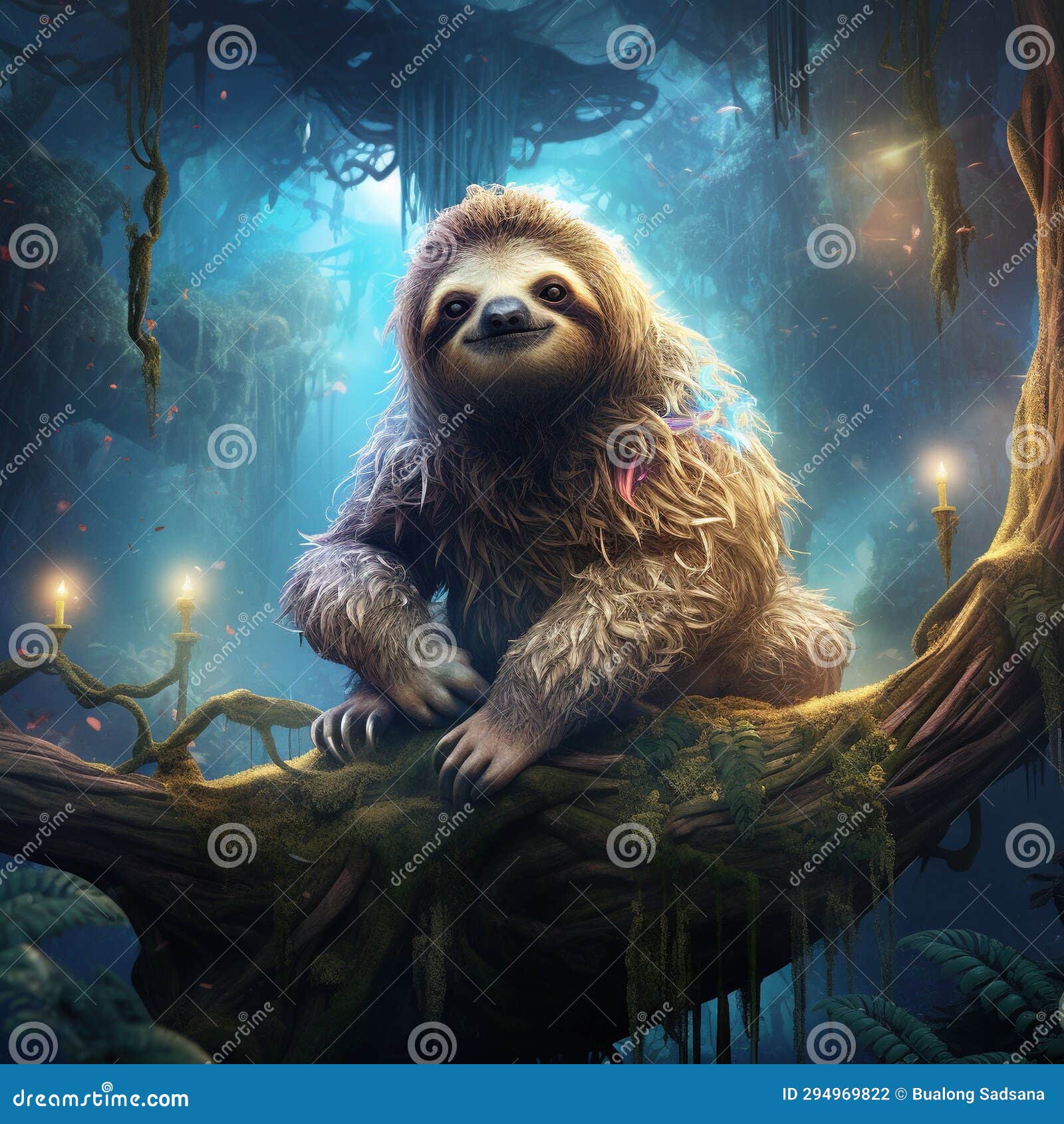 Sloth in the Amazon Rainforest, Brazil Made with Generative AI ... Biology Diagrams