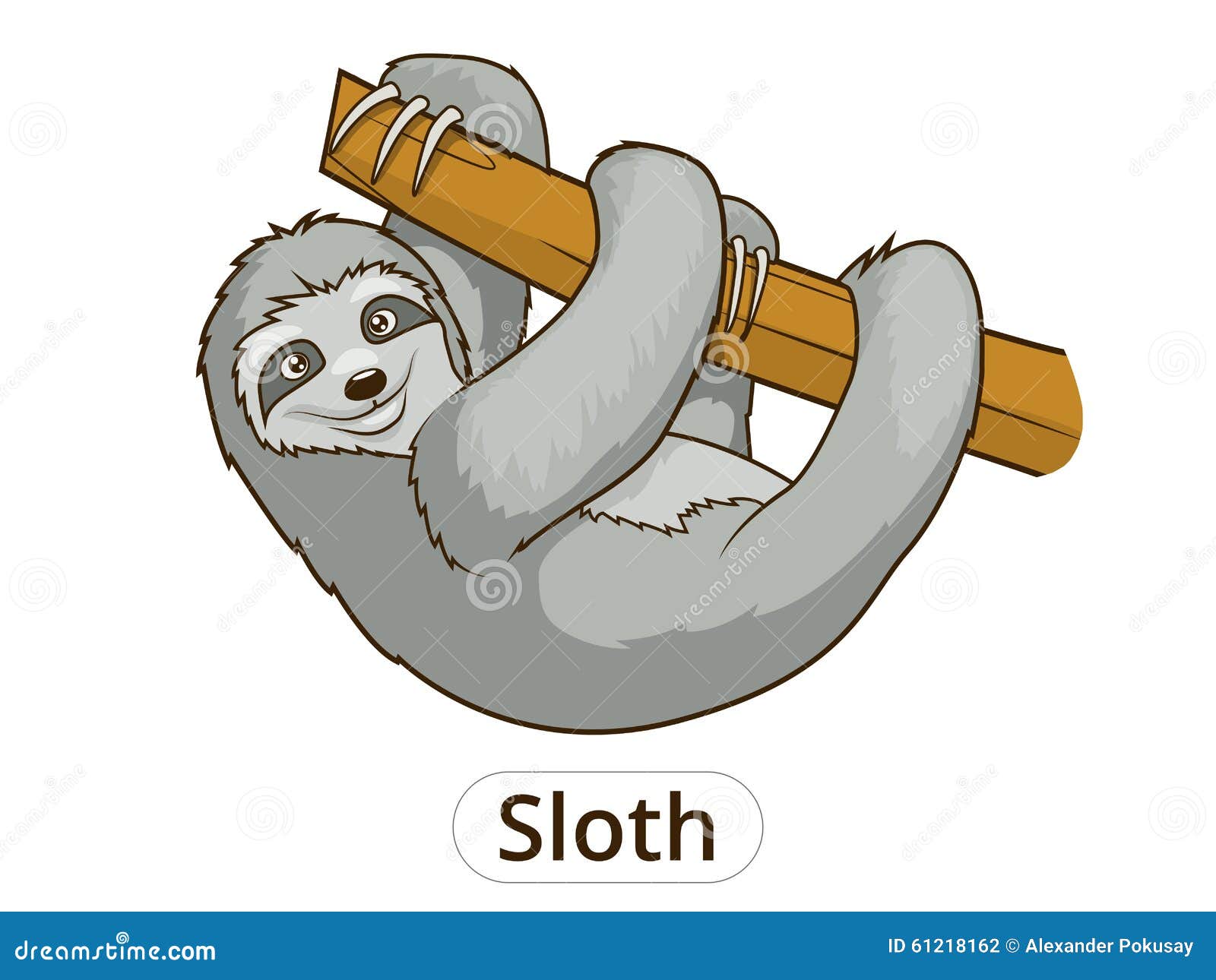 Sloth Cartoon Vector Illustration Stock Vector - Illustration of