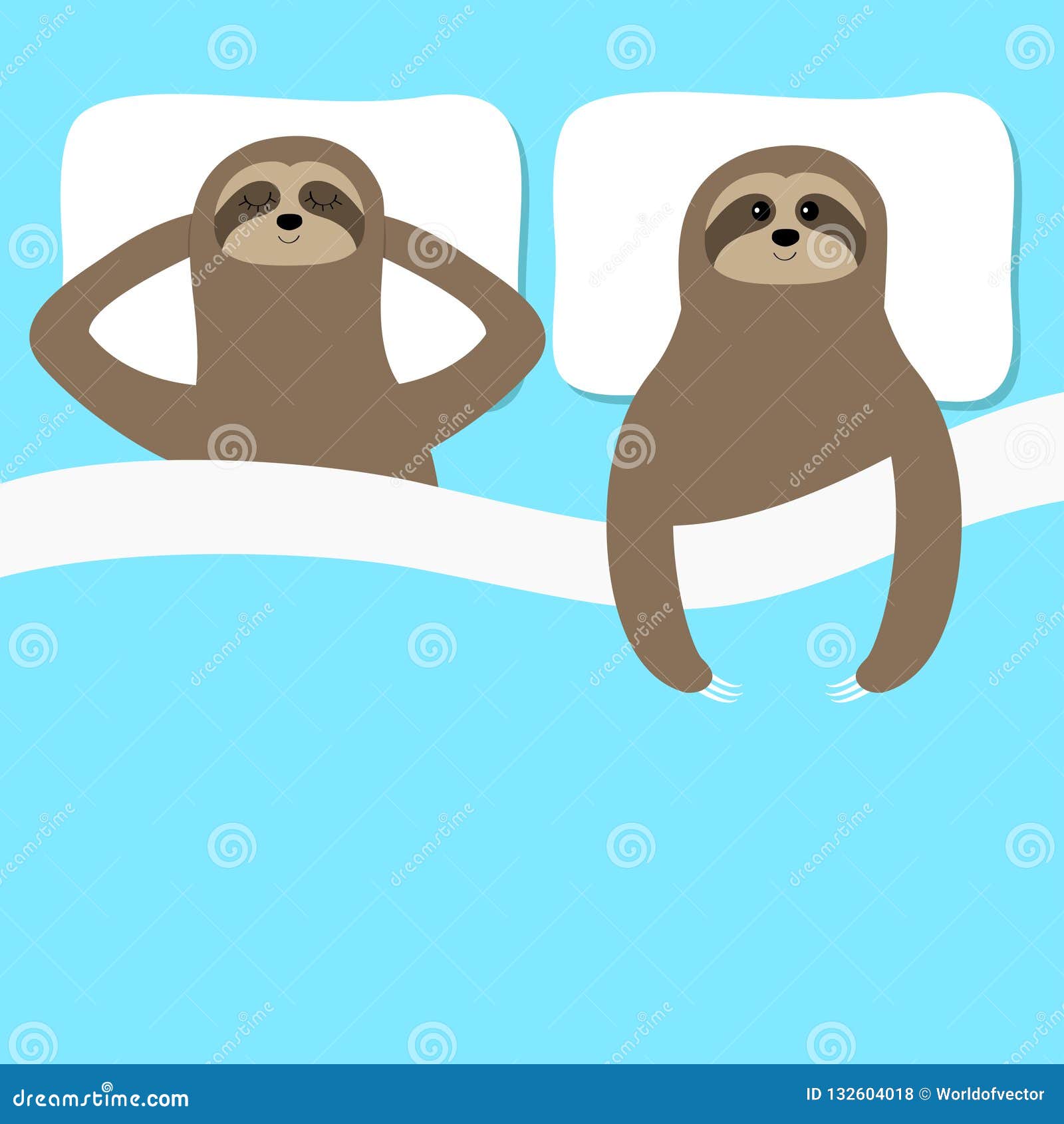 Sloth Family Love Couple Sleeping. Slow Down. Cant Sleep Going To Bed  Concept. Blanket Pillow Stock Vector - Illustration of room, kawaii:  132604018