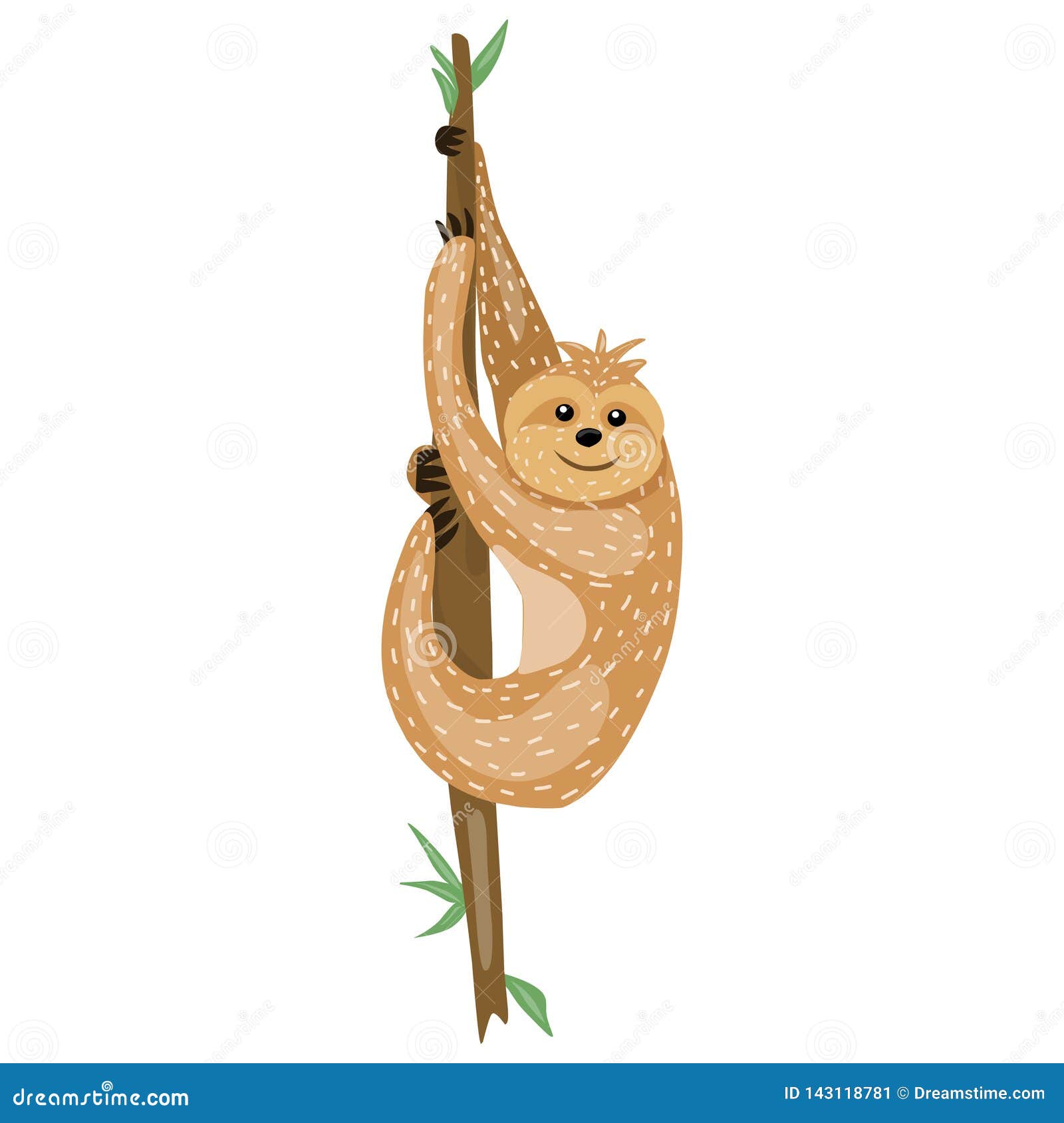 Sloth Personnage De Dessin Animé Mignon Danimaux Type