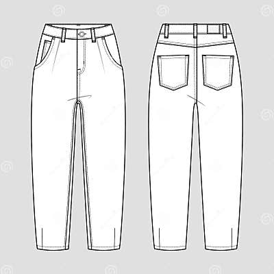 Slouchy Jeans. Technical Sketch. Vector Illustration Stock Vector ...