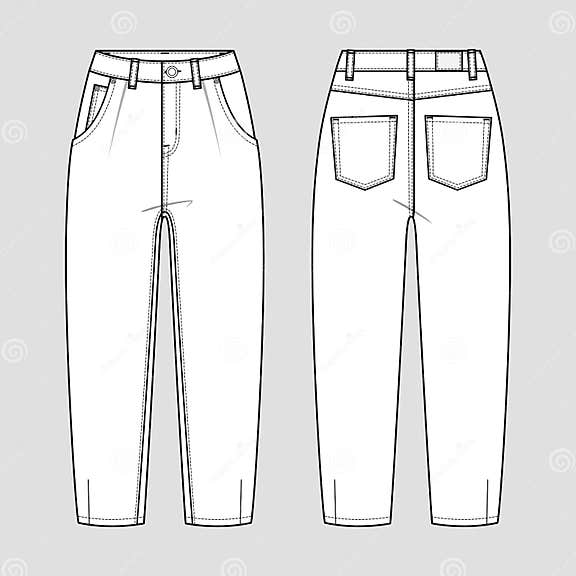 Slouchy Jeans. Technical Sketch. Vector Illustration Stock Vector ...