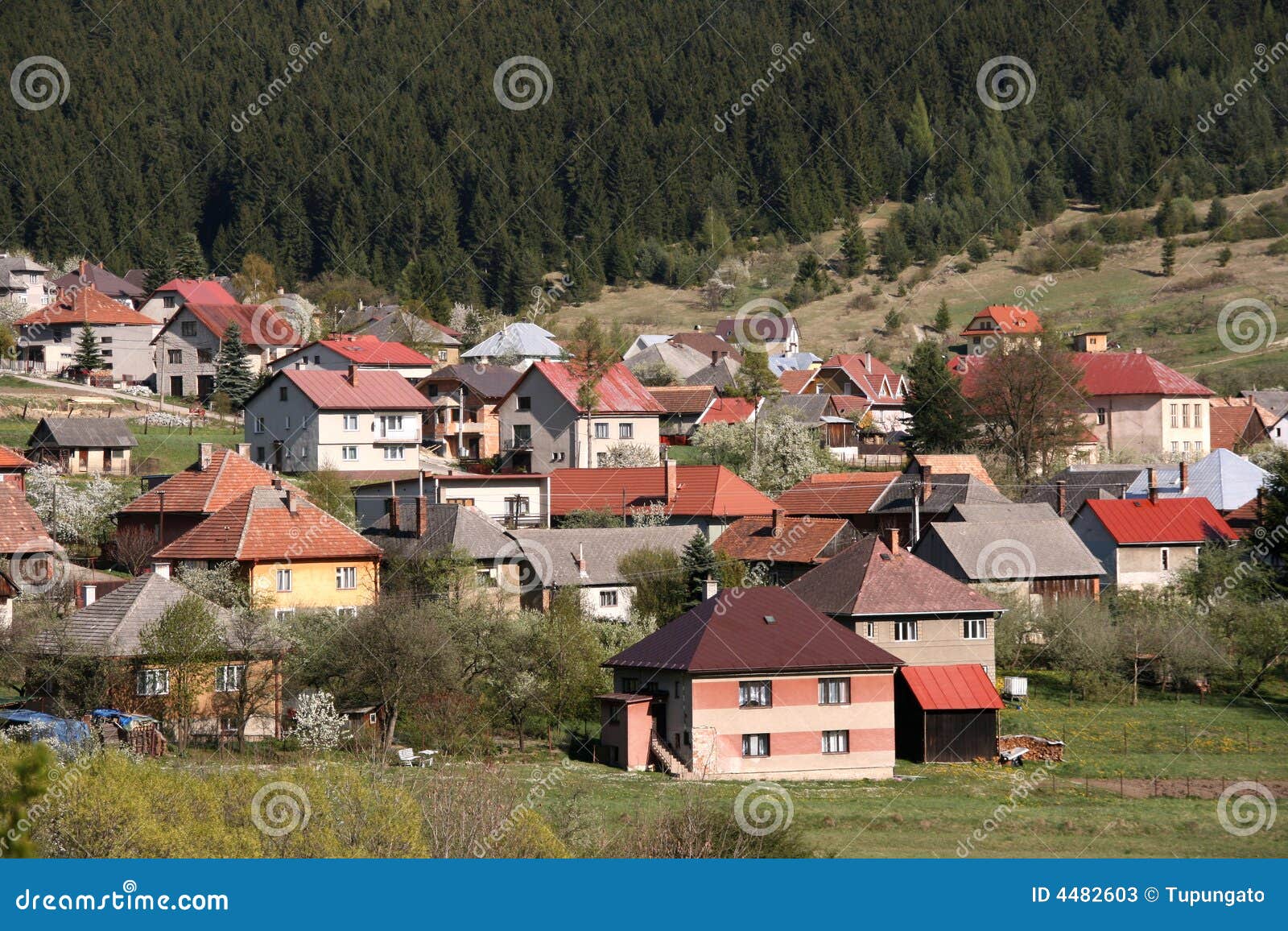 Vila típica em Slovakia. Arquitetura residencial européia. Cidade pequena no montanhês.