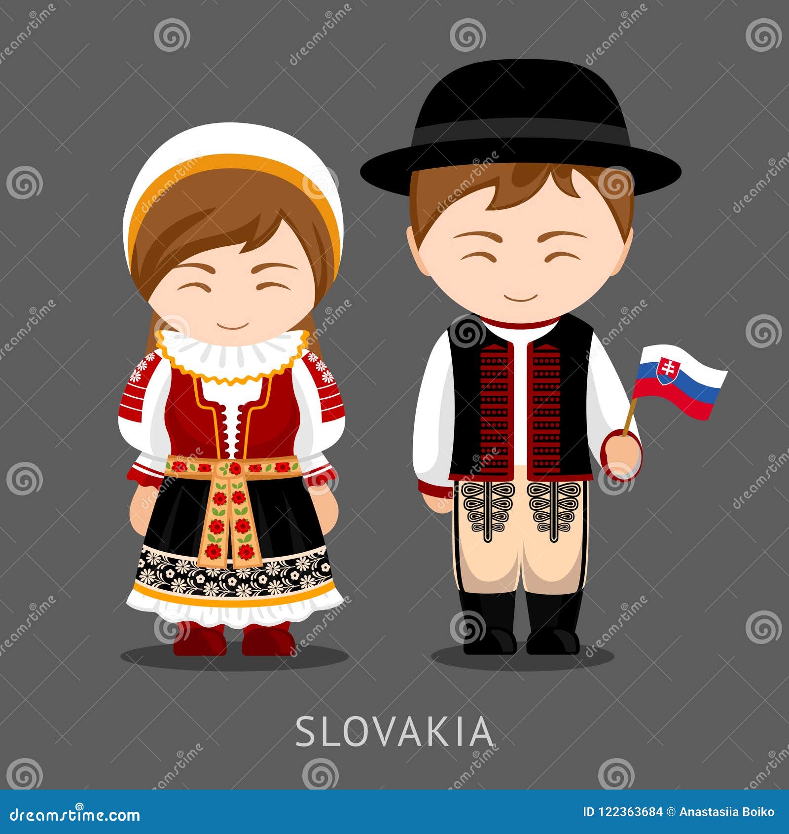 Slovaks in National Dress with a Flag. Stock Vector - Illustration of ...