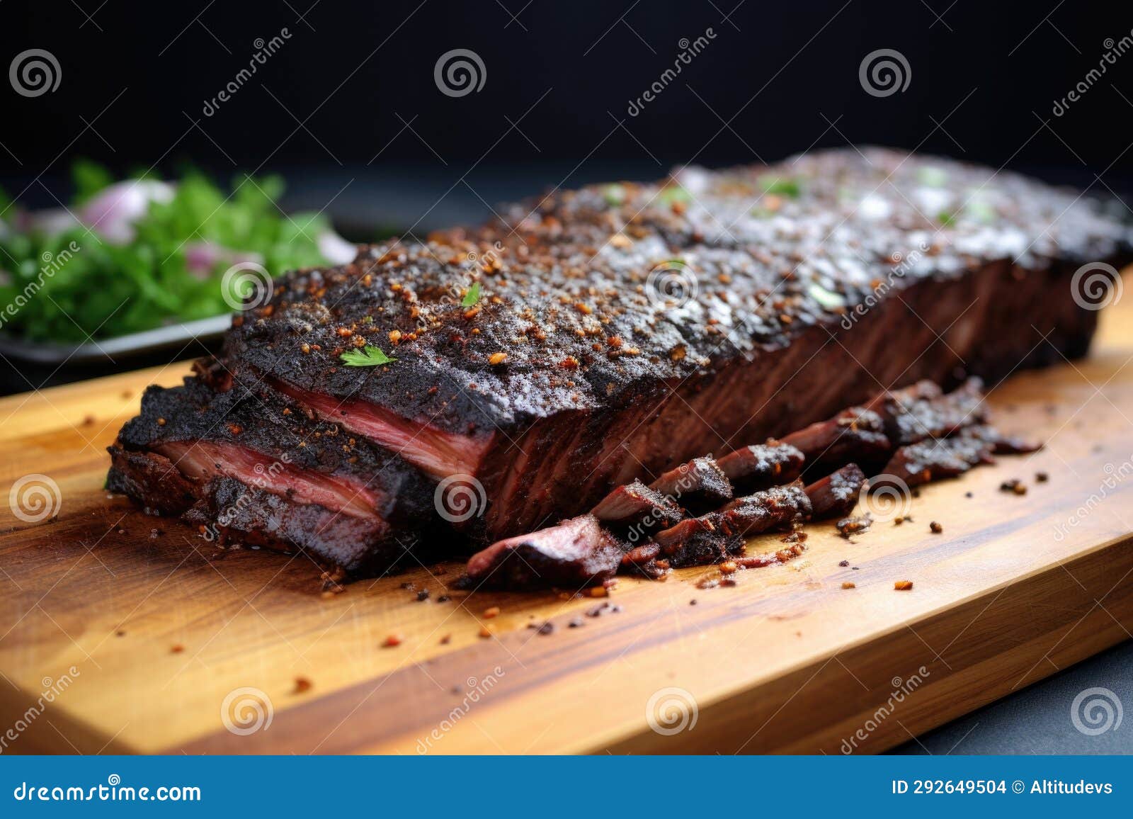 Slowcooked Bbq Brisket Slab Ready To Be Sliced Stock Photo Image of