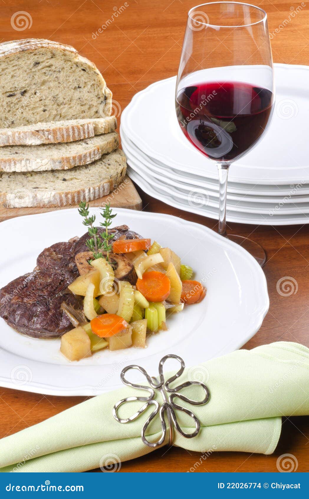 Slow Cooked Beef Shank Served with Red Wine Stock Photo Image of