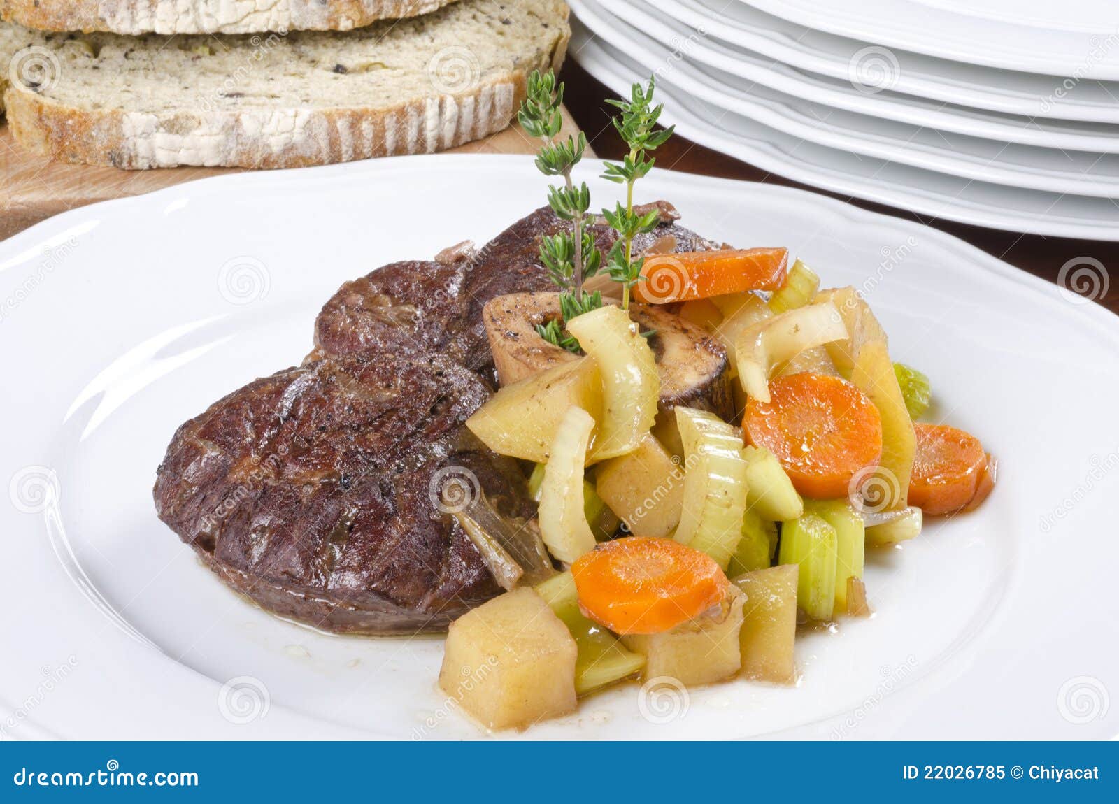 Slow Cooked Beef Shank Served with Vegetables Stock Image Image of