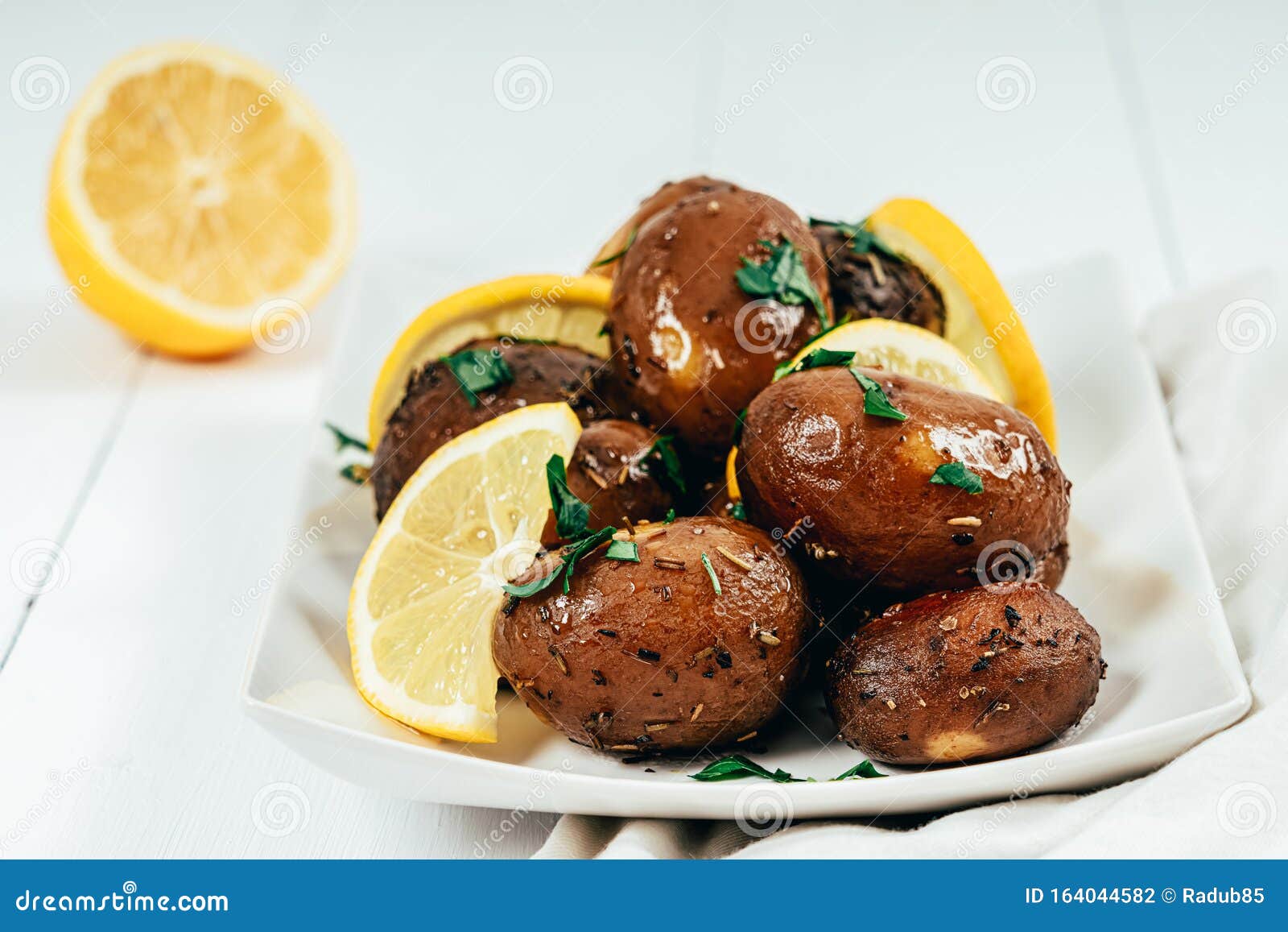 Slow Cooked Potato with Dried Mixed Herbs Stock Photo Image of plate, diet 164044582