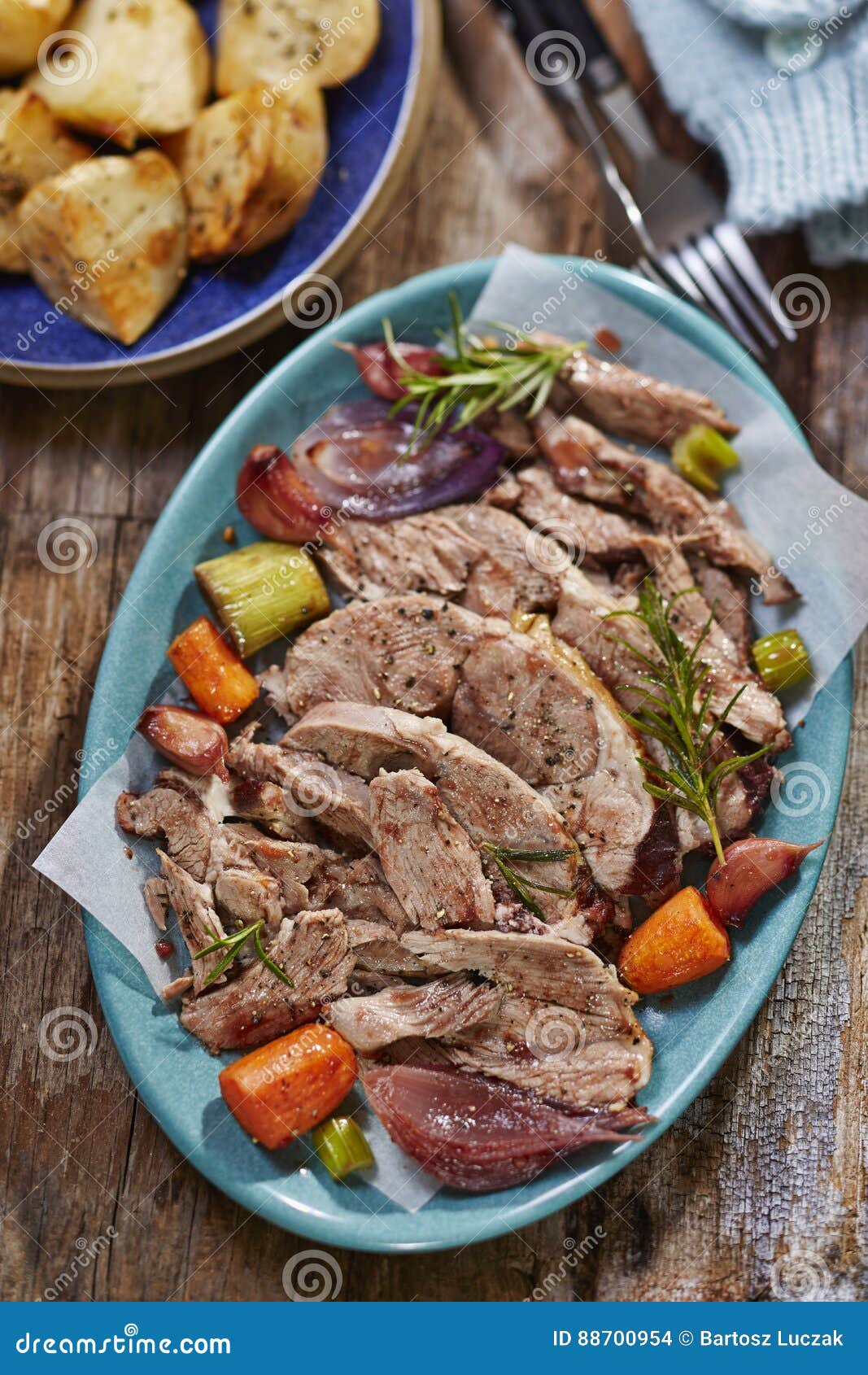 Slow Cooked Roast Lamb with Vegetables Stock Photo Image of meat