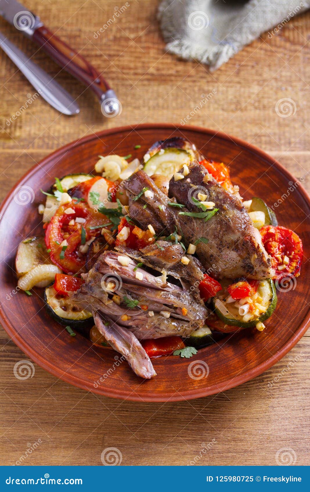 Slow Cooker Lamb with Vegetables and Garlic. Stock Image Image of