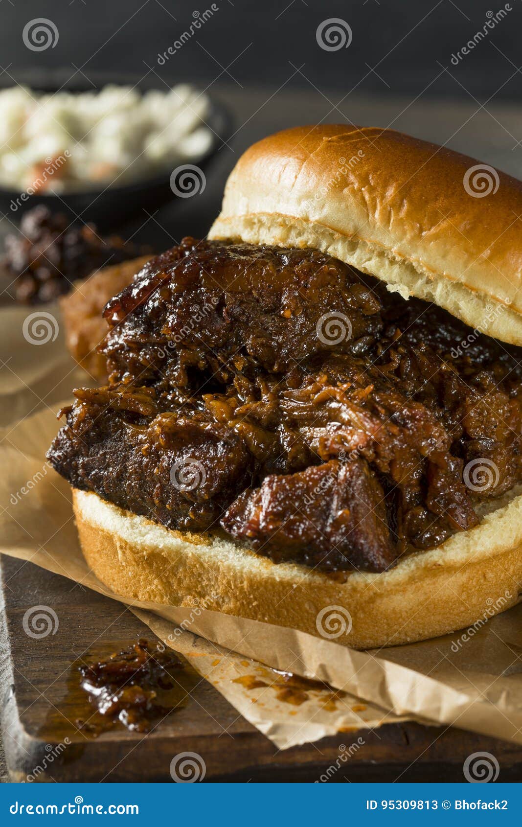 Slow Smoked Brisket Burnt Ends Sandwich Stock Image Image of slow