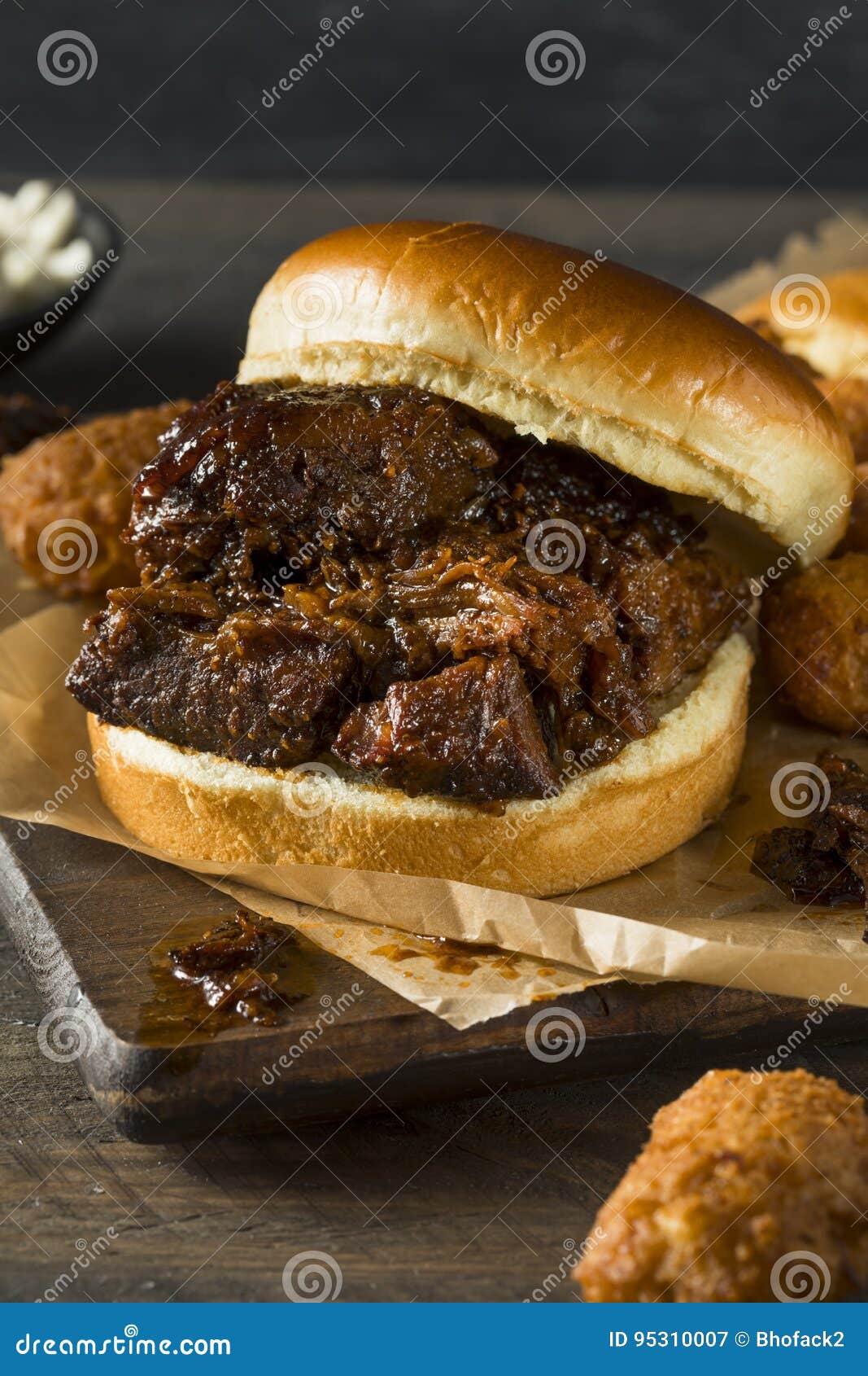 Slow Smoked Brisket Burnt Ends Sandwich Stock Image Image of