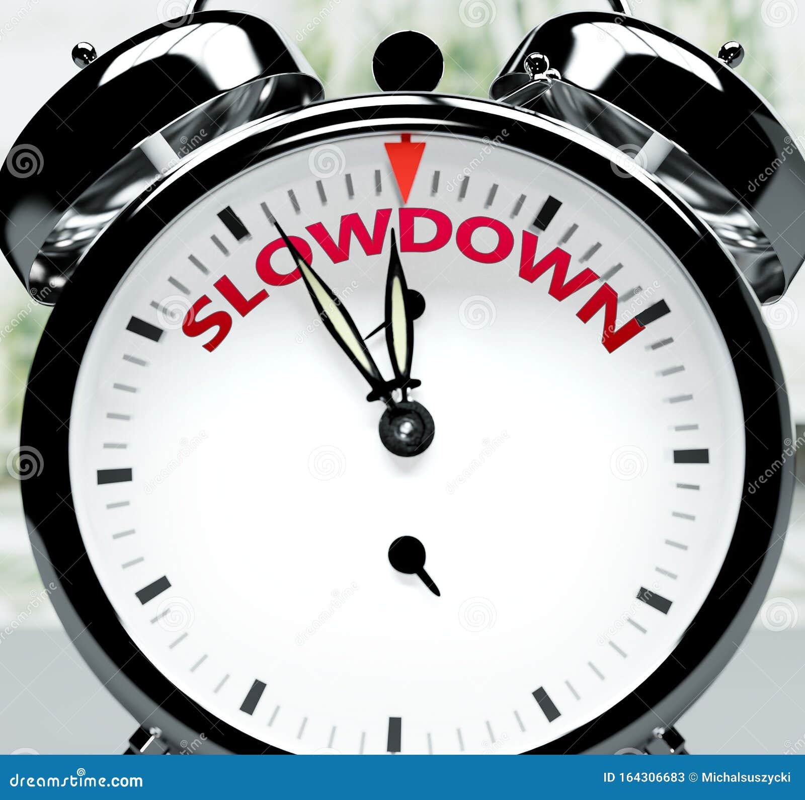 slowdown soon, almost there, in short time - a clock izes a reminder that slowdown is near, will happen and finish quickly