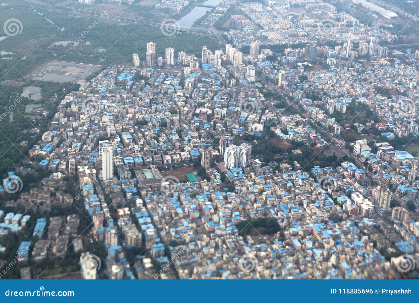 mangroves, slums and highrises in mumbai