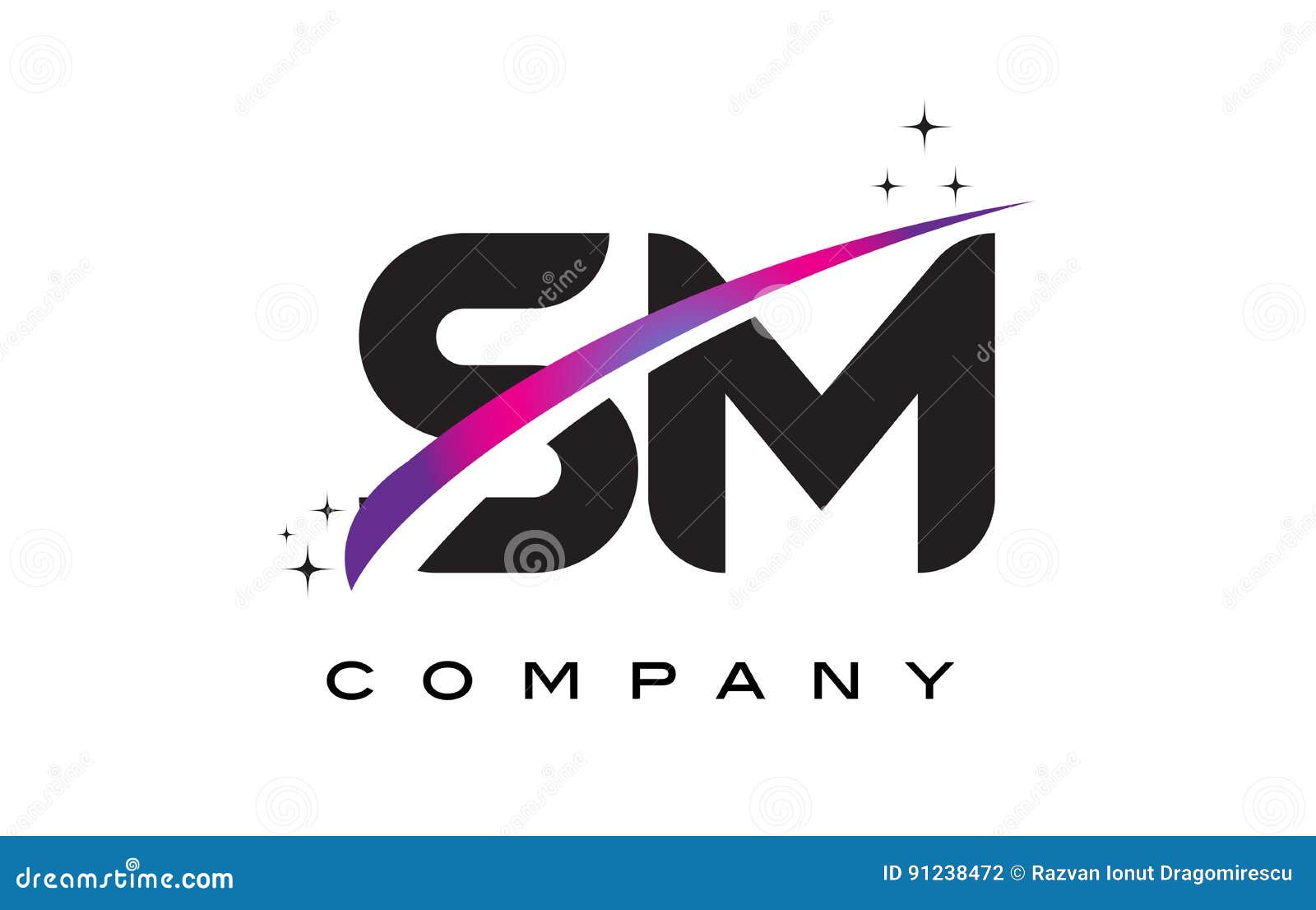 Sm S M Black Letter Logo Design Met Purpere Magenta Swoosh Vector Illustratie Illustration Of Brief Tendens