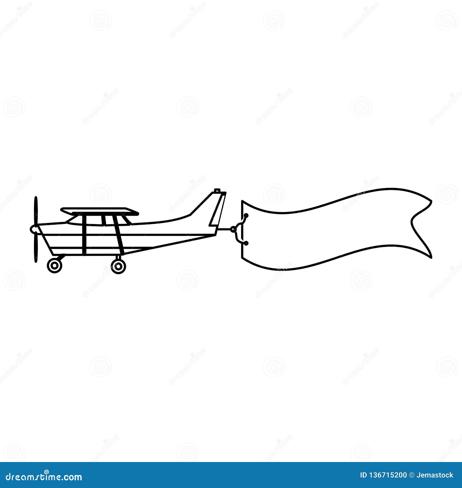 Small Airplane With Banner Black And White Stock Vector Illustration Of Isolated Aviation