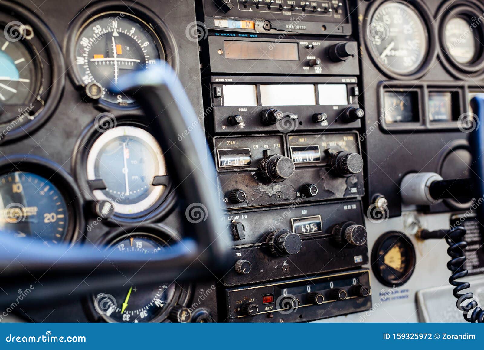 Small Airplane Instrument Panel in Flight Editorial Photography Image of cockpit