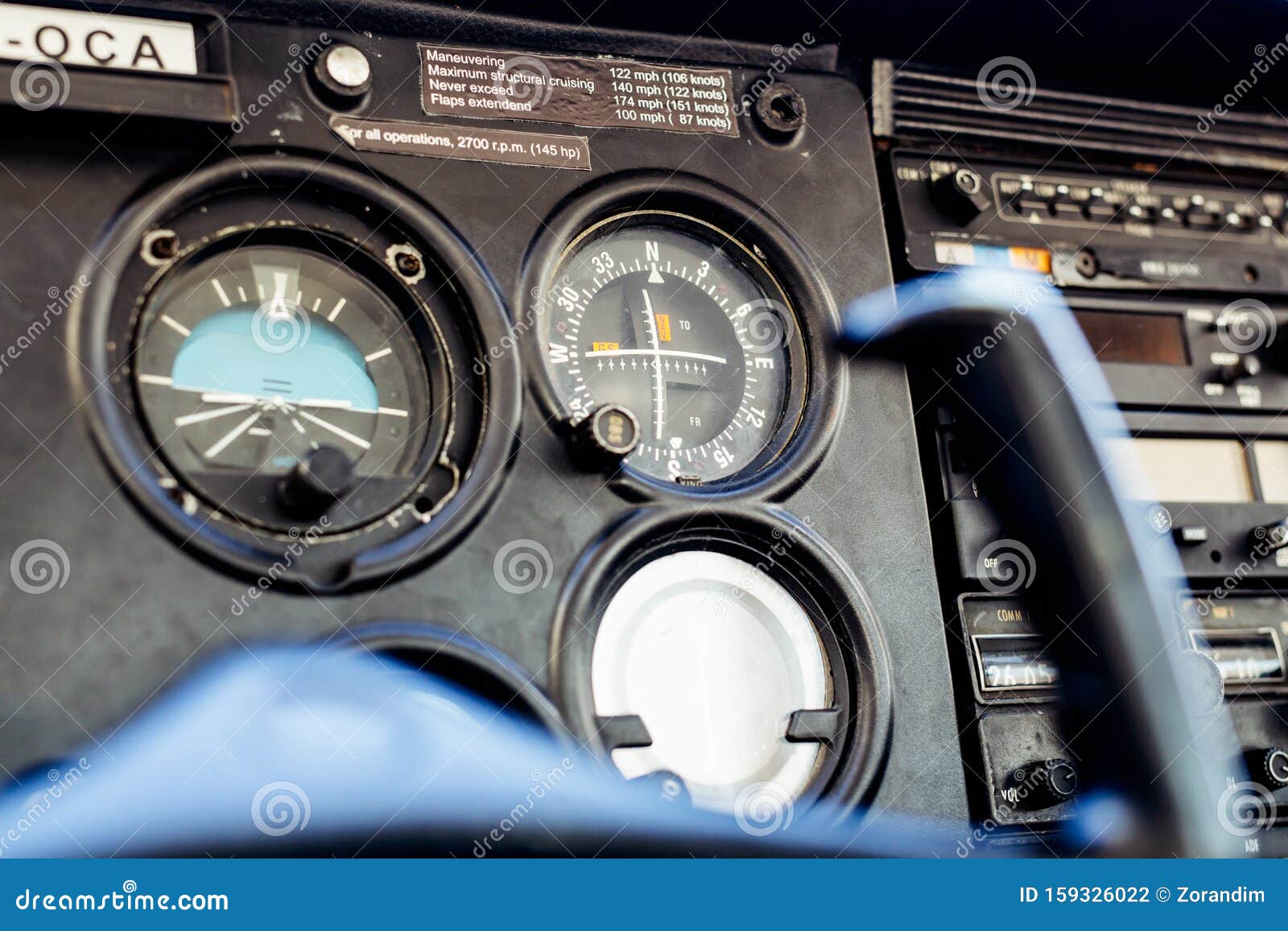 Small Airplane Instrument Panel in Flight Stock Photo Image of private, dials 159326022