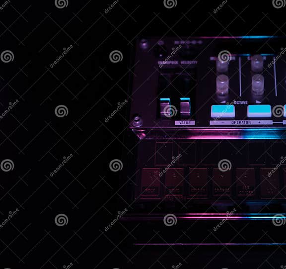 Small Analog Fm Modulation Synthesizer Close Up, Selected Focus, with