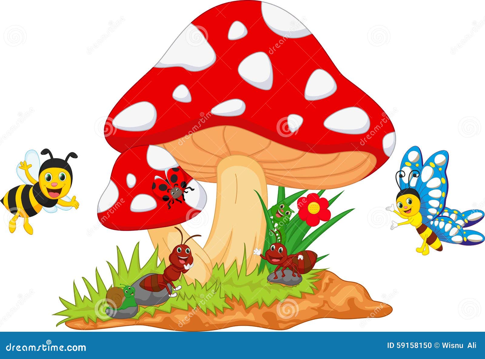 Small animal cartoon stock vector. Illustration of grass - 59158150