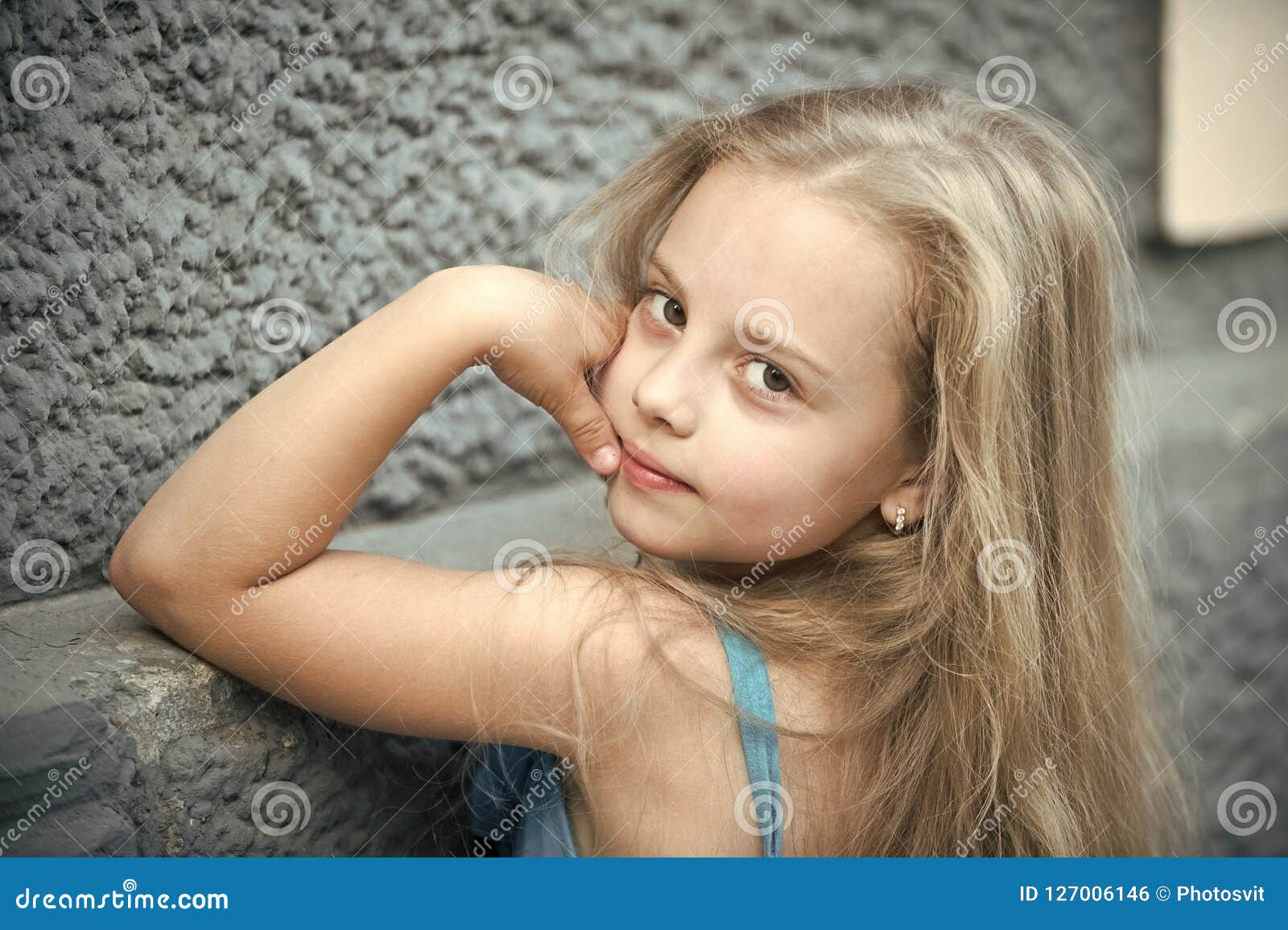 Small Baby Girl with Long Blonde Hair Outdoor Stock Photo - Image of  fashionable, face: 127006146