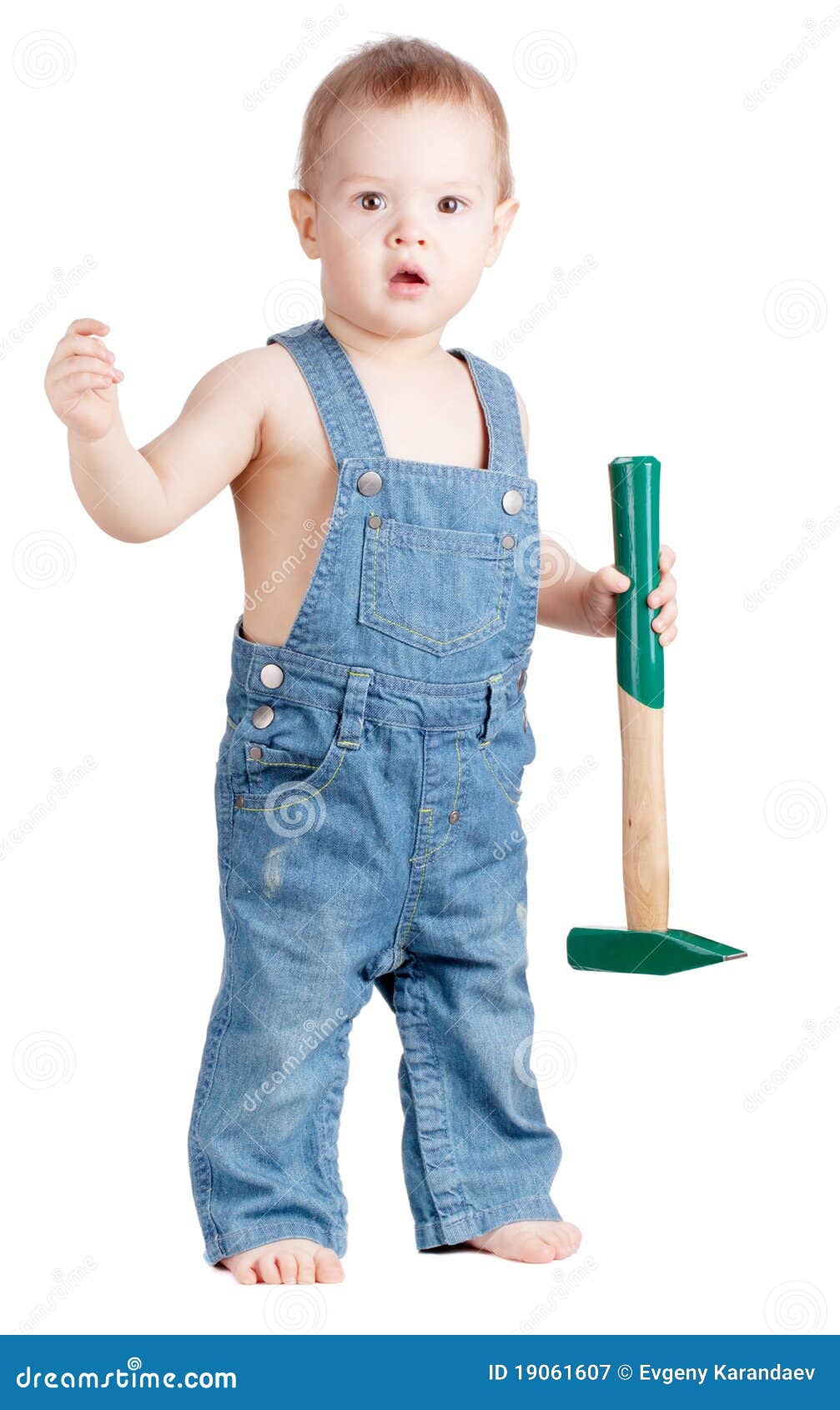 Small Baby Worker with Hammer Stock Image Image of children, isolated