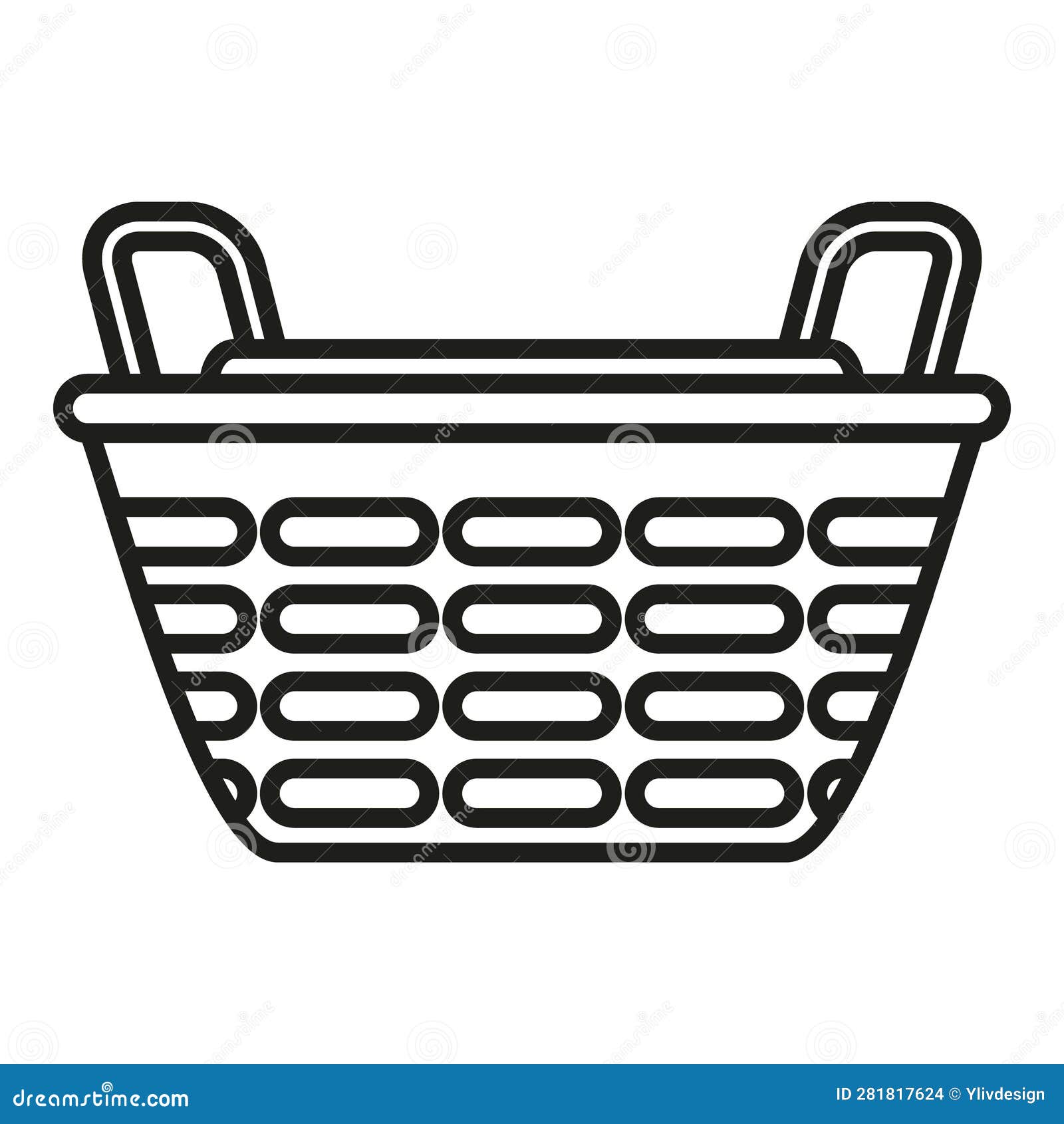Small Basket Icon Outline Vector. Wicker Hamper Stock Illustration
