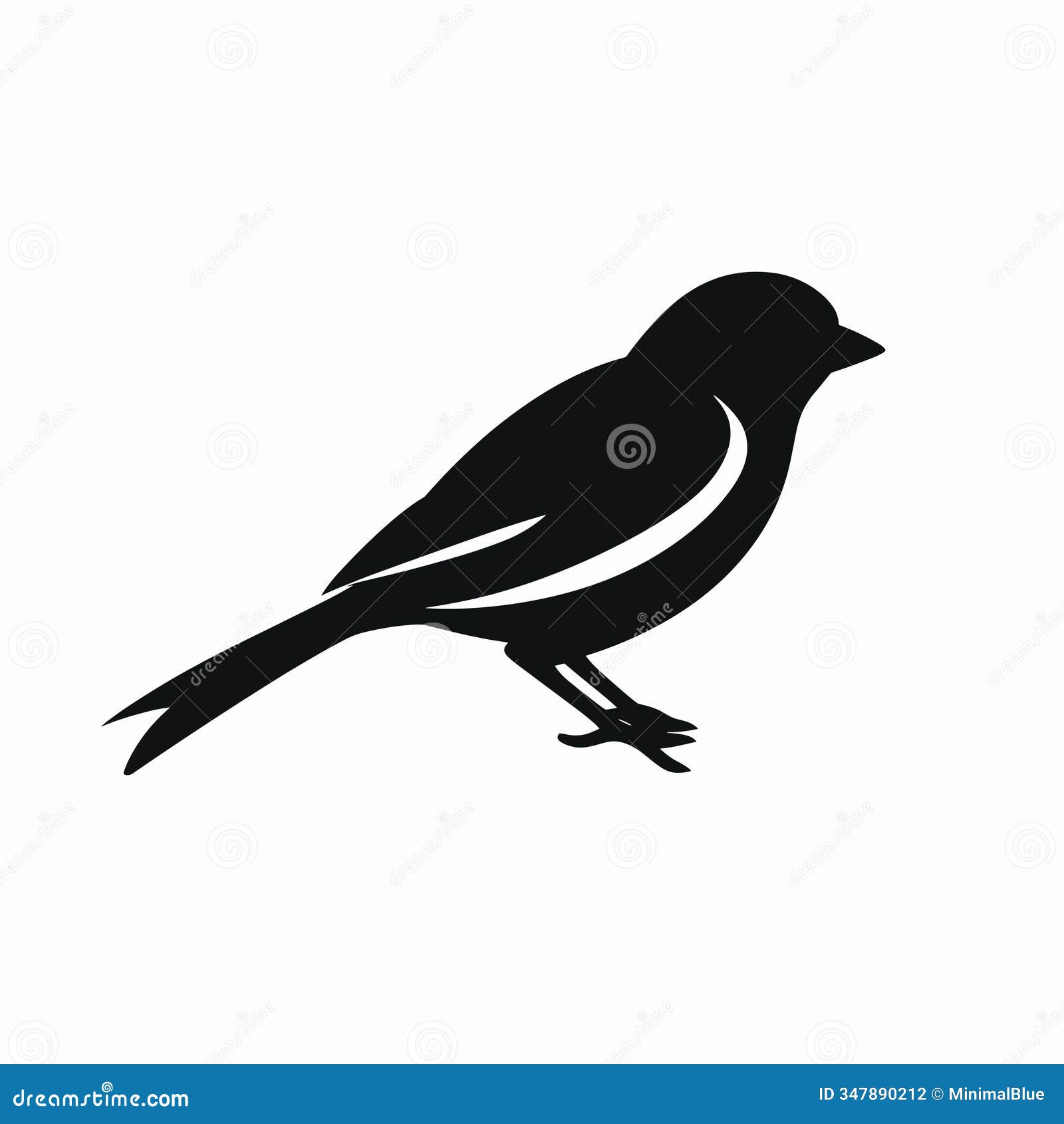 silhouette of a small bird perched quietly on a branch against a minimalistic background