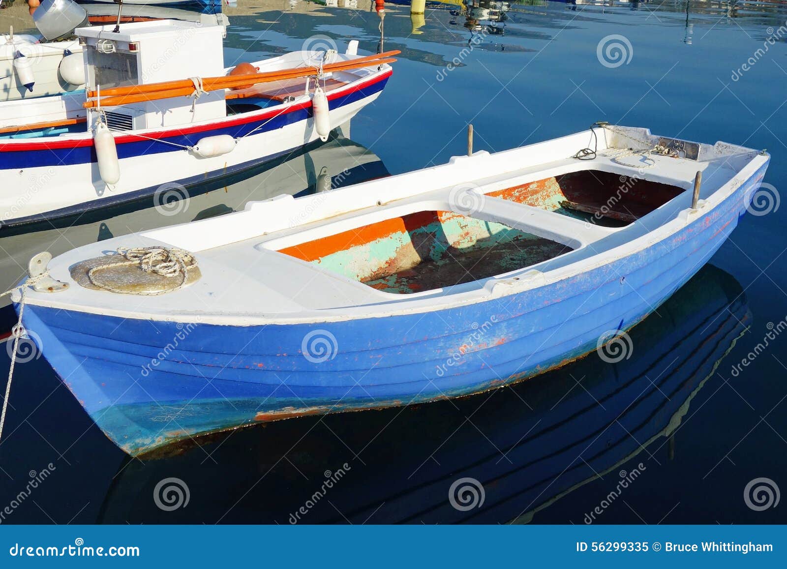 Small Blue Fishing Boat Stock Photo - Image: 56299335