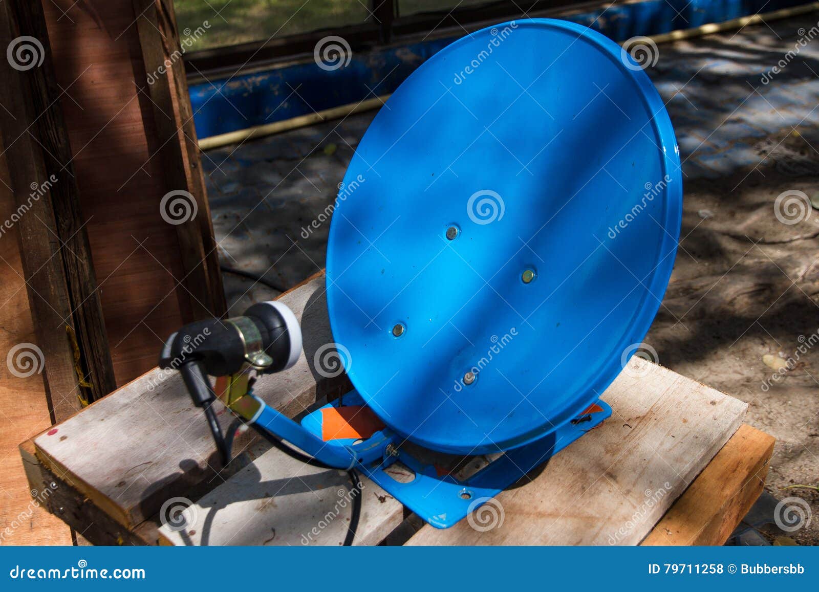 Small blue satellite dish stock photo. Image of clear 79711258
