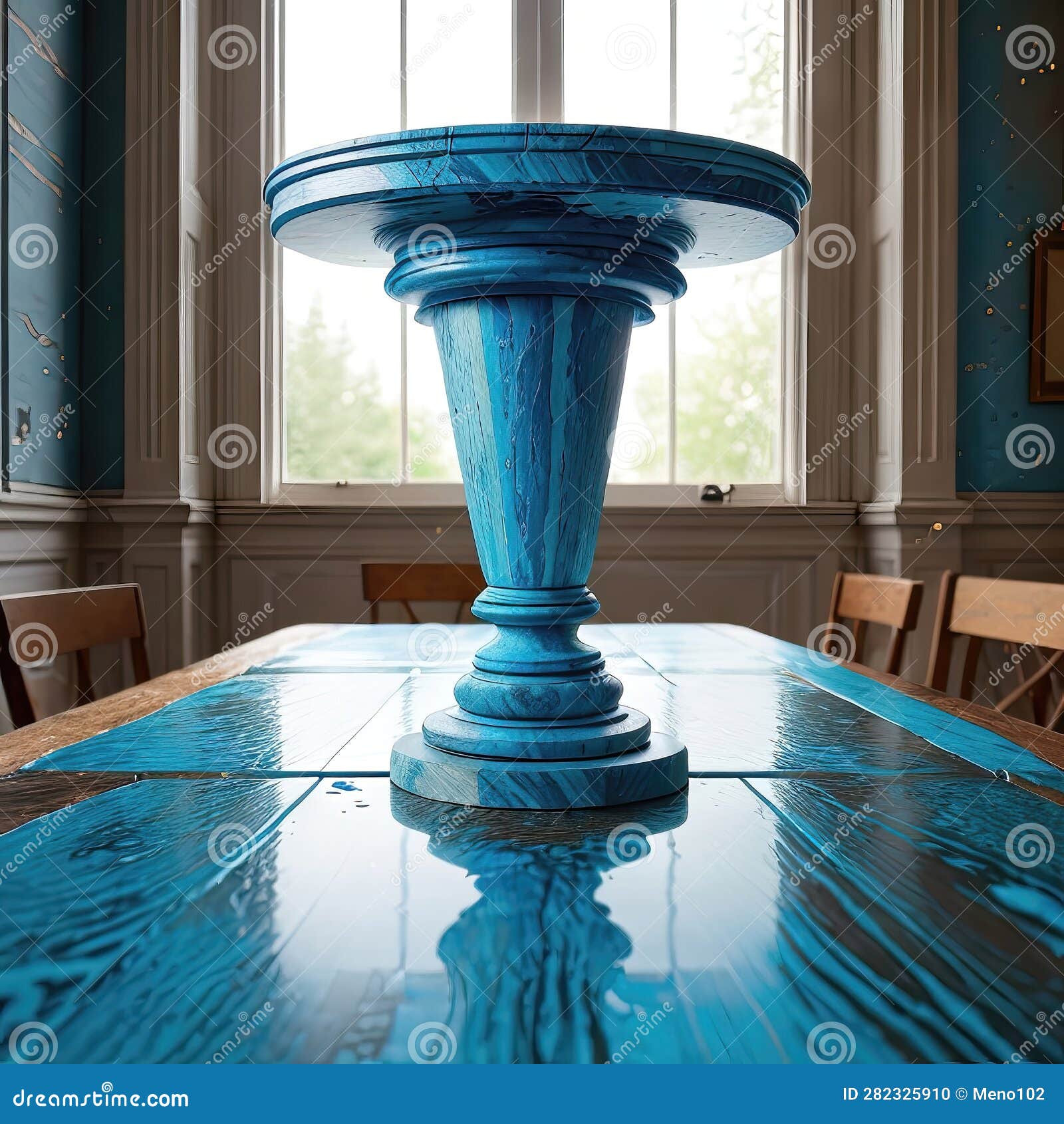 A Small Blue Table Sitting on Top of Another Table Stock Illustration