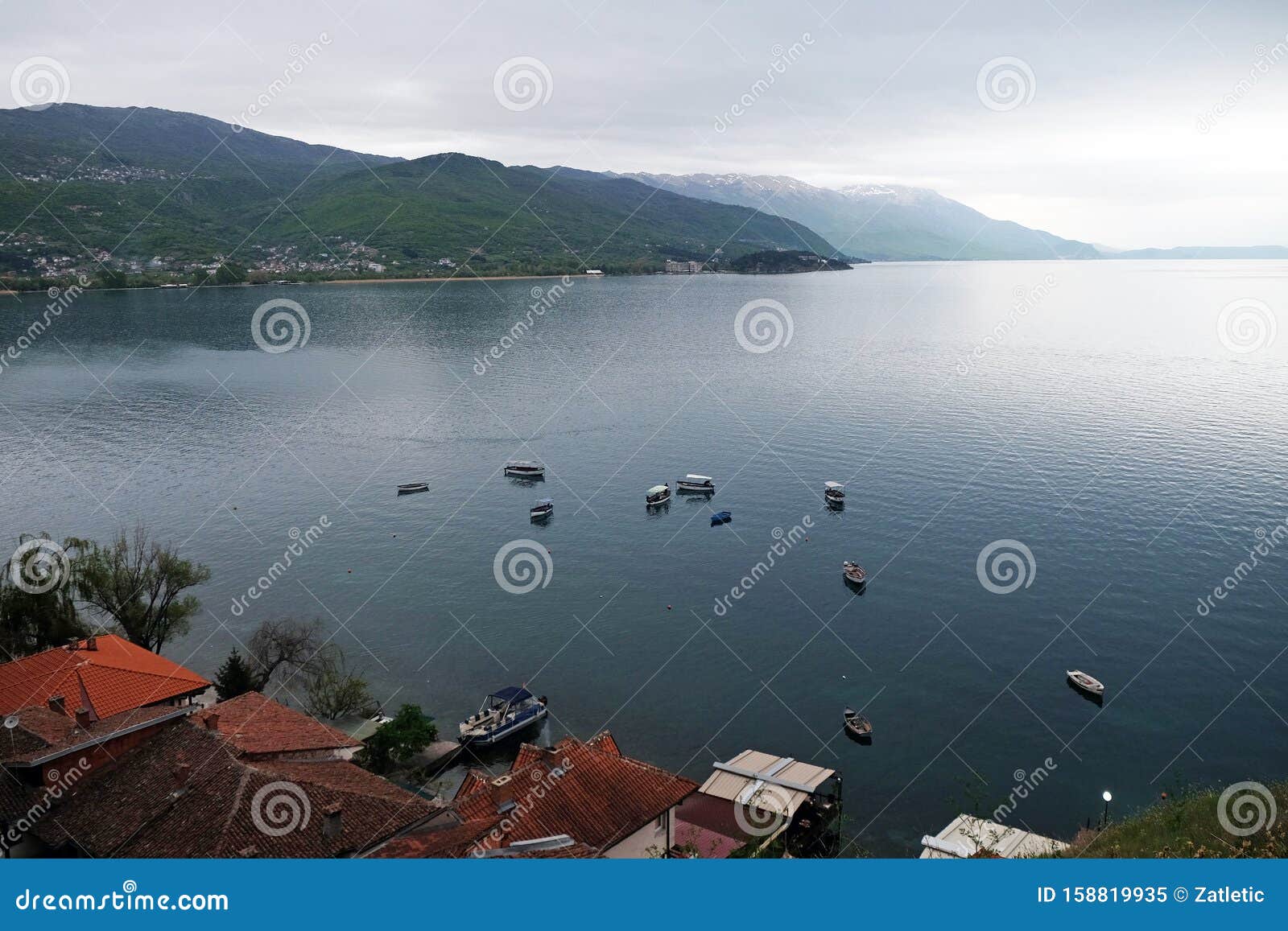 Small Boats on Ohrid Lake, Ohrid, Macedonia Stock Image Image of