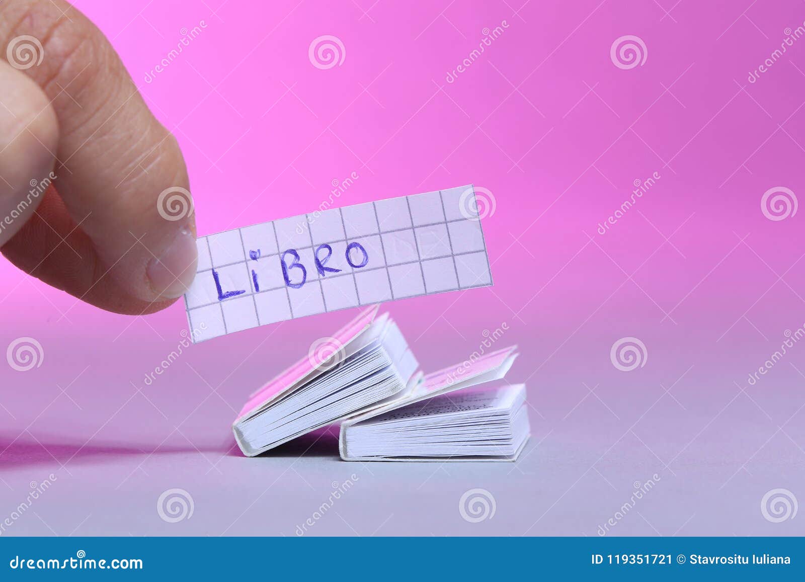 small books, white background. libro is the spanish word