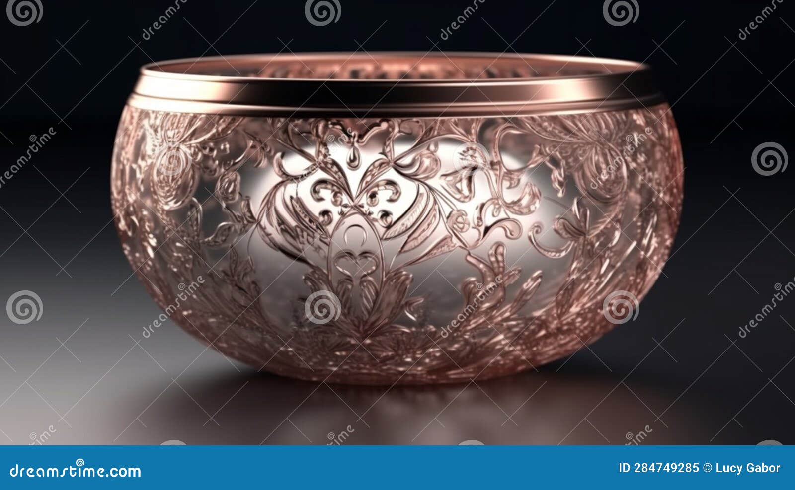 a small bowl with boheme decoration on gray background