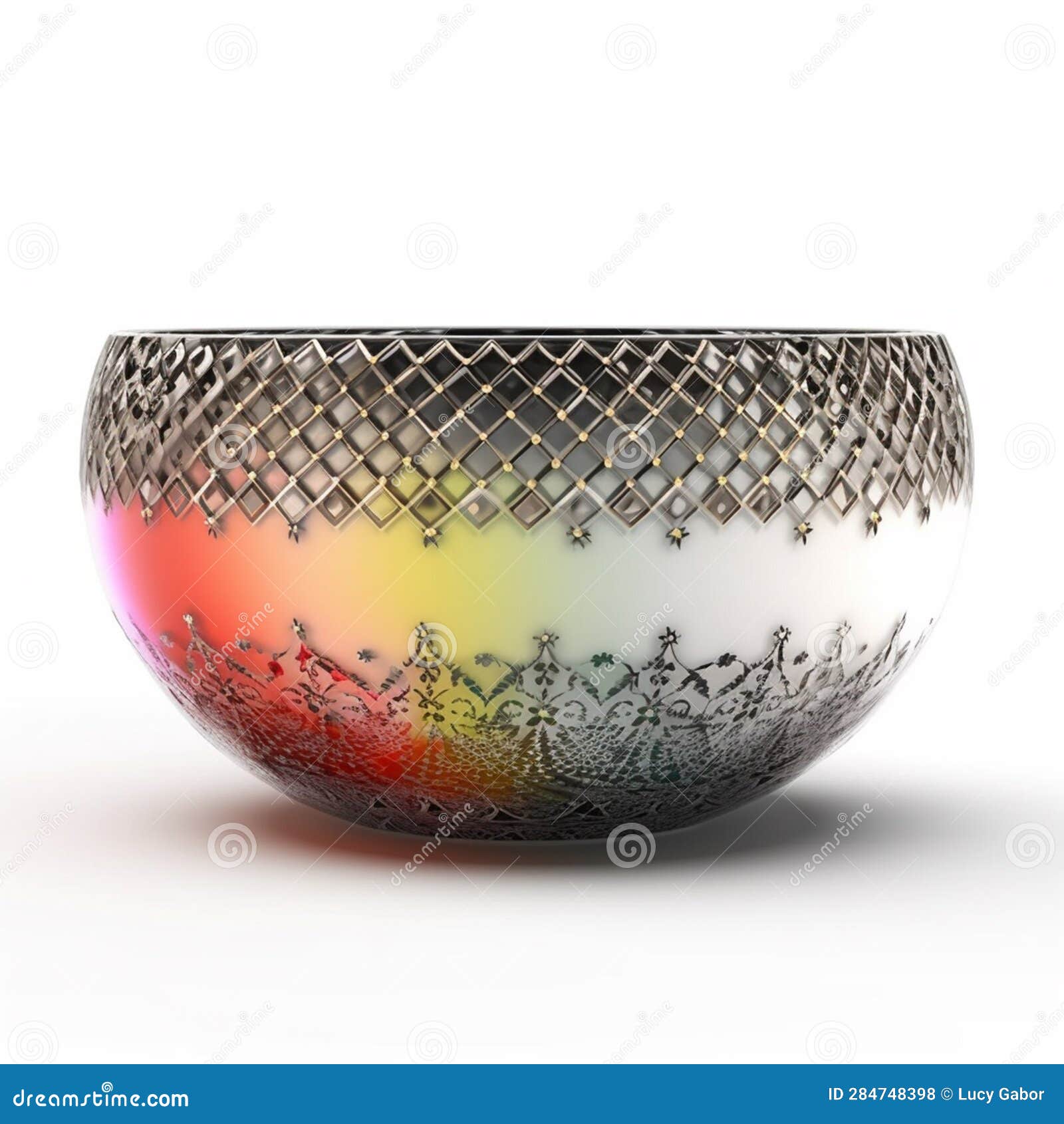 a small bowl with boheme decoration on white background