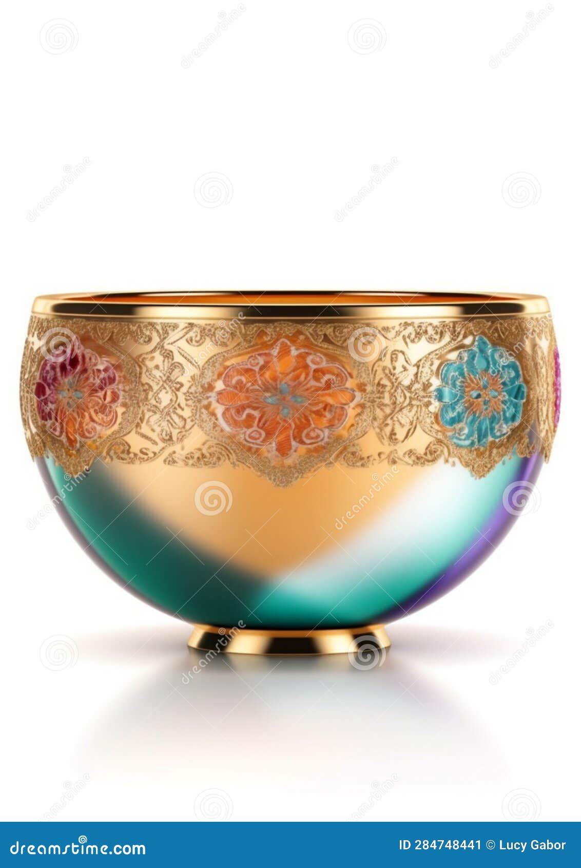 a small bowl with boheme decoration on white background