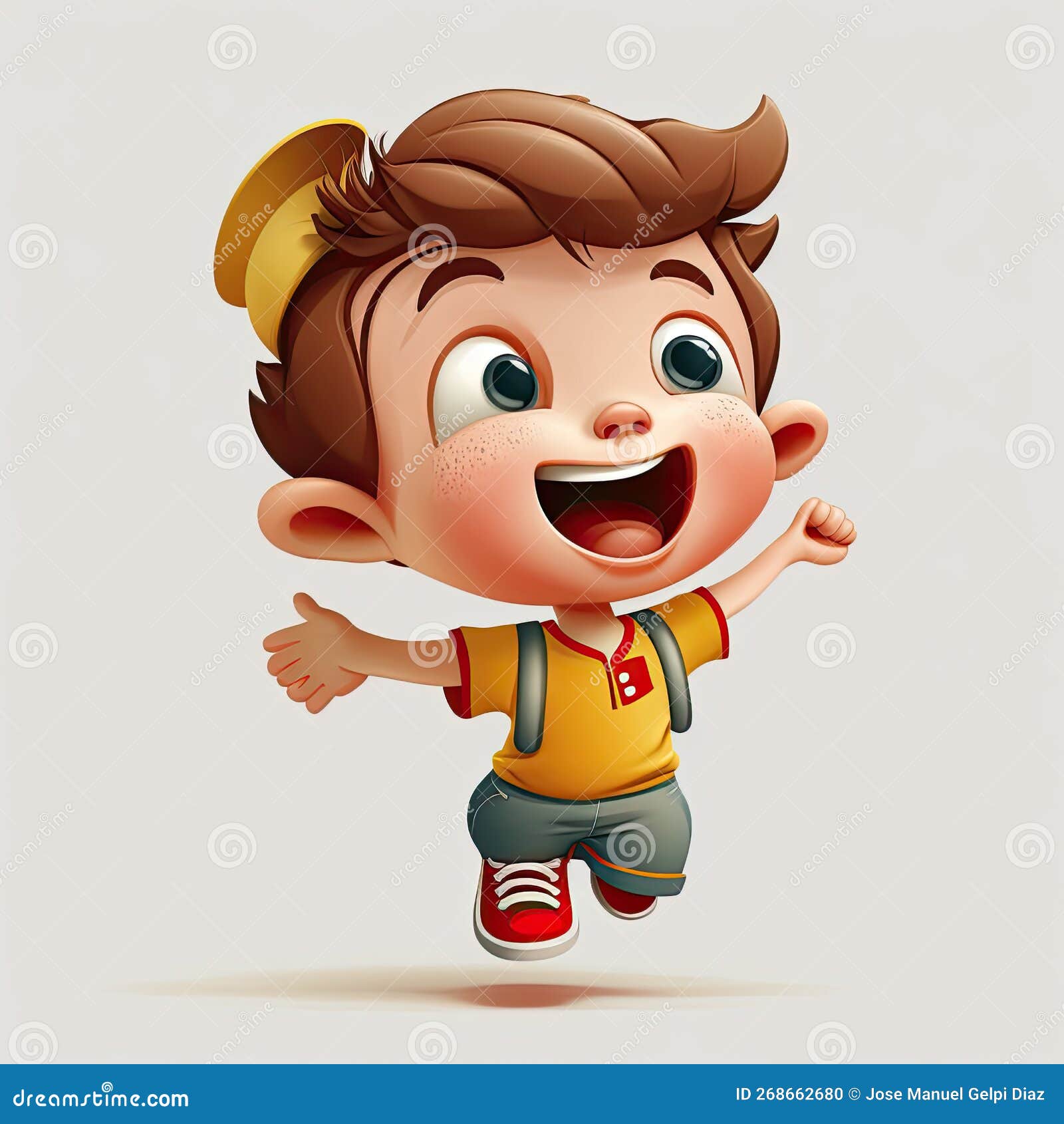 Small Boy On Colorful Background, Funny Cartoon Character, School Kid 3D.  Generative Ai Stock Illustration - Illustration Of Pupil, Youth: 268662680