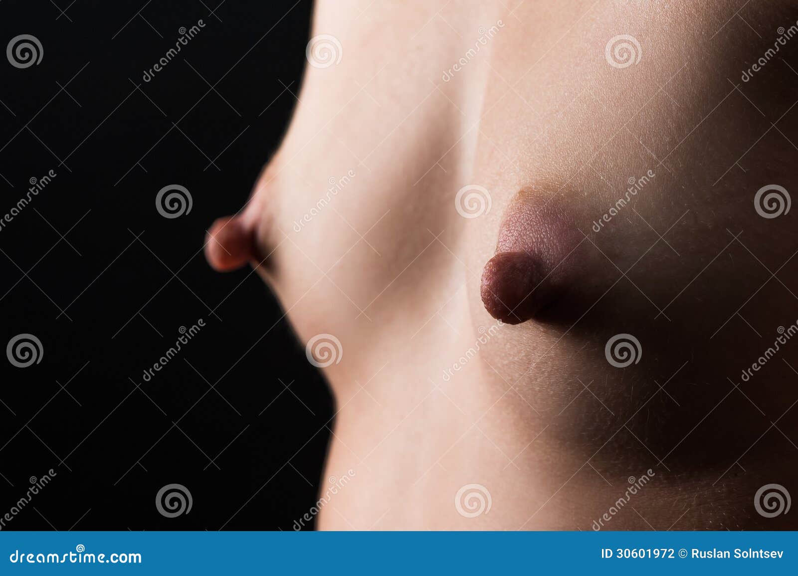 Small Breasts with Large Nipples Closeup Stock Photo - Image of