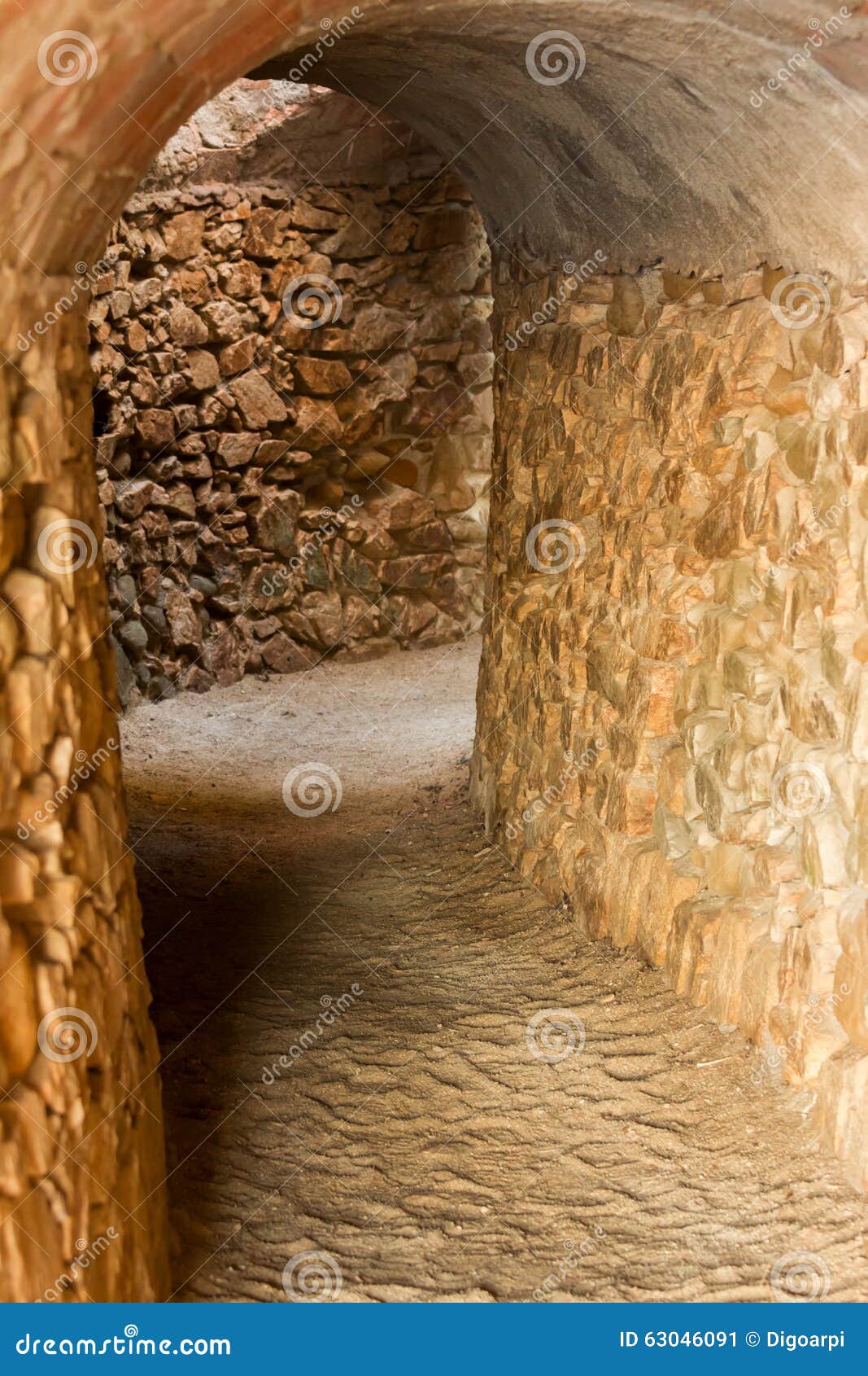 Small brick tunnel stock image. Image of corridor, light 63046091