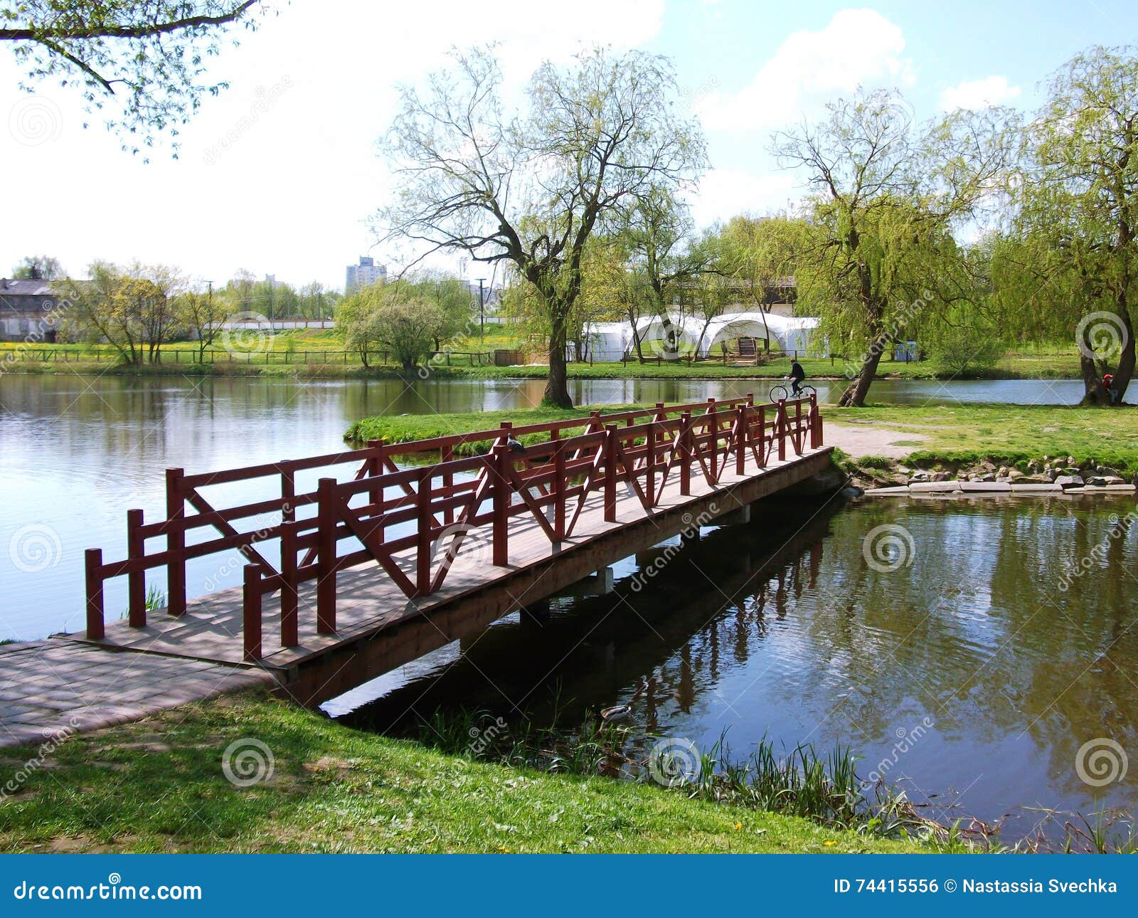 A Small Bridge Over a River Stock Photo Image of architecture, park