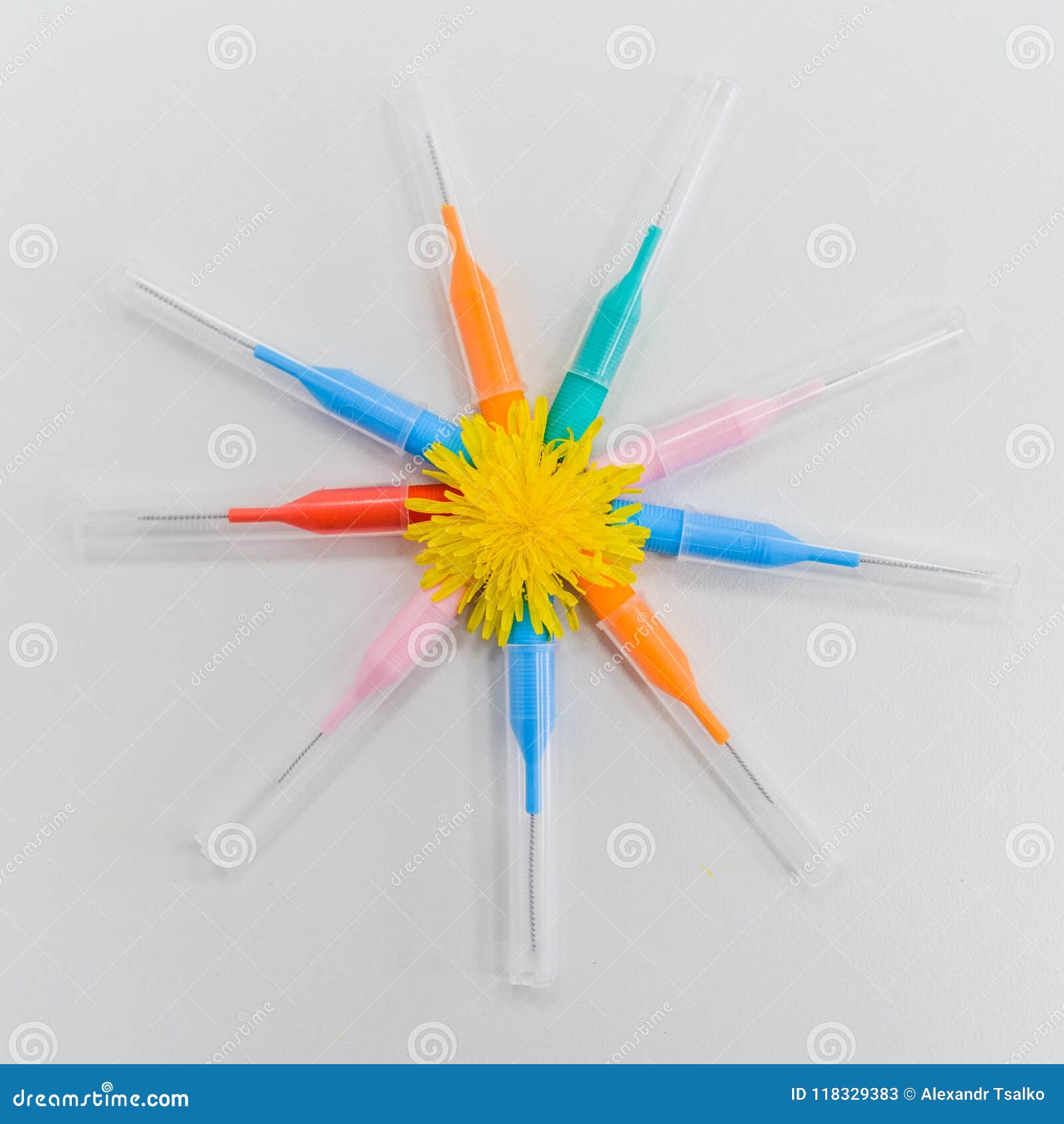 Small Colored Brushes for Cleaning Braces on Teeth Stock Image Image