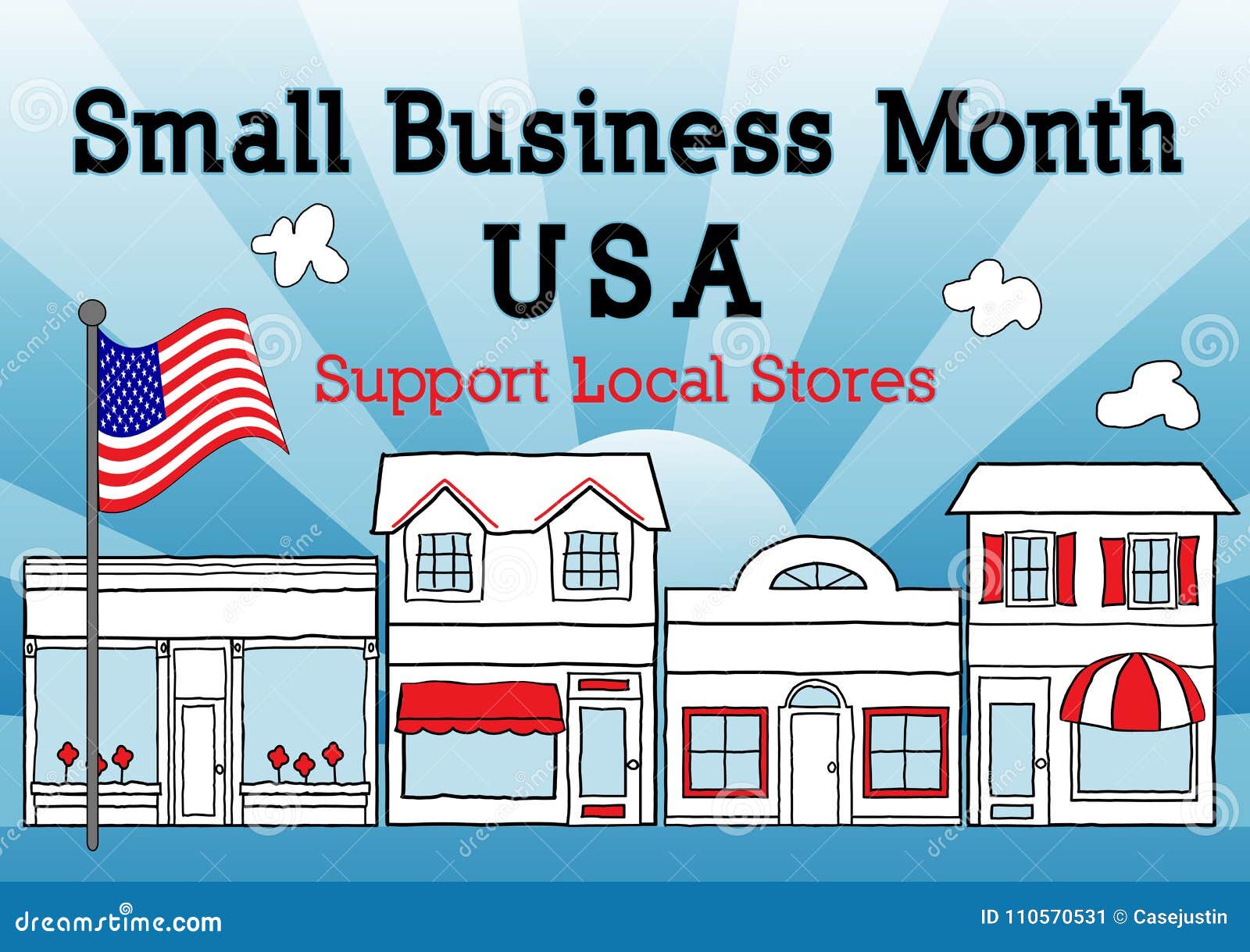 Small Business Month, USA, Support Local Stores Stock Vector