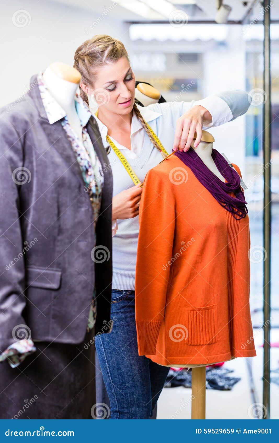 Small Business Owner Dressing Shop Window Stock Image - Image of ...