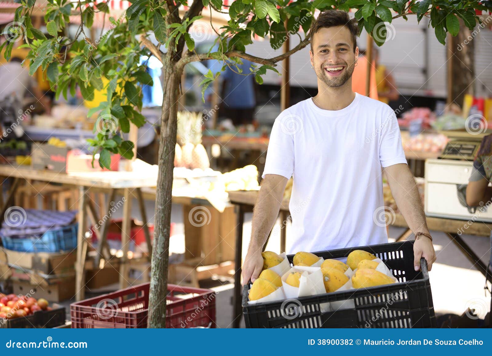 small business owner selling organic fruits.